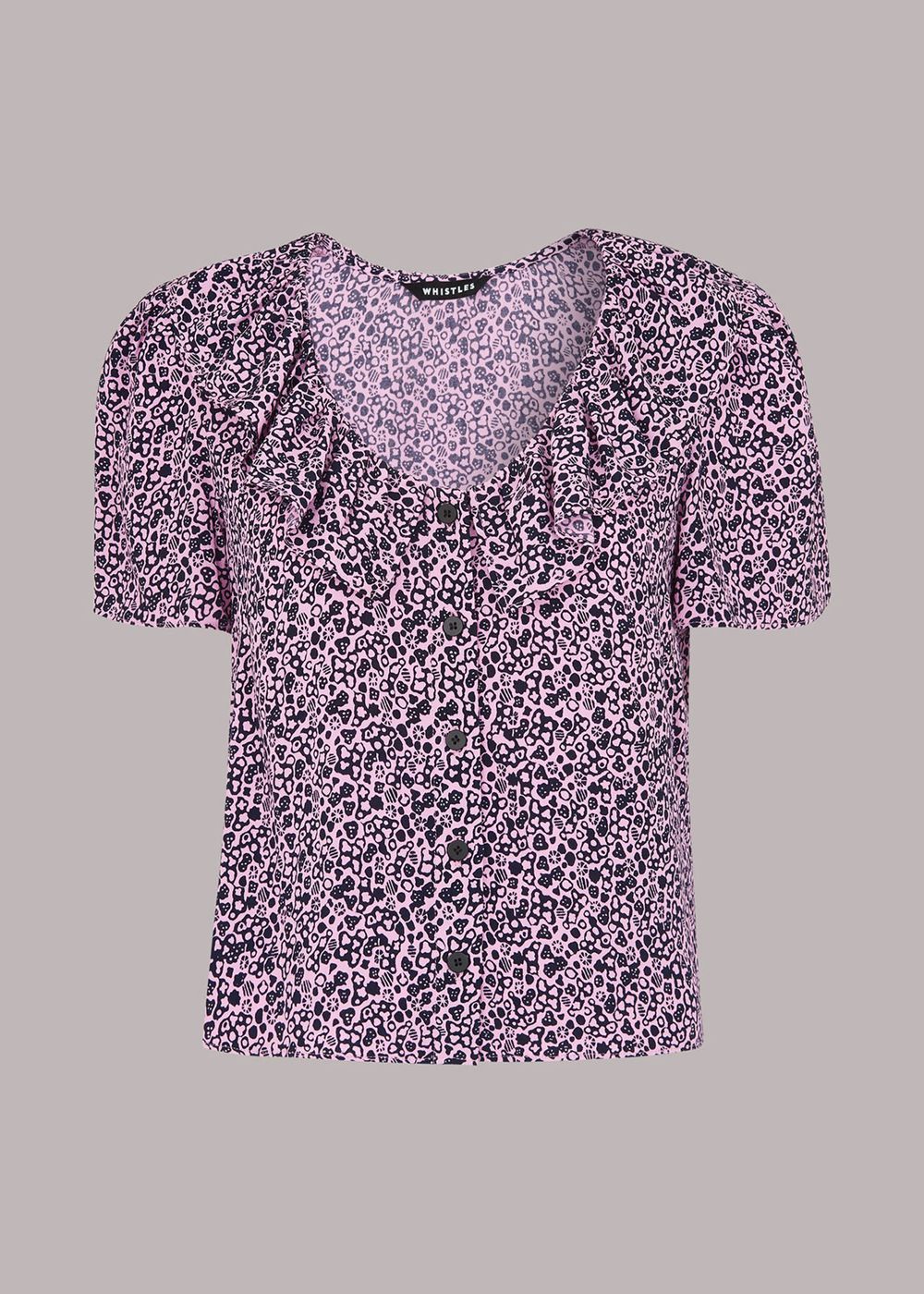 Whistles Flower Stamp Frill Blouse Pink / Multicolor | US-20364UWTZ