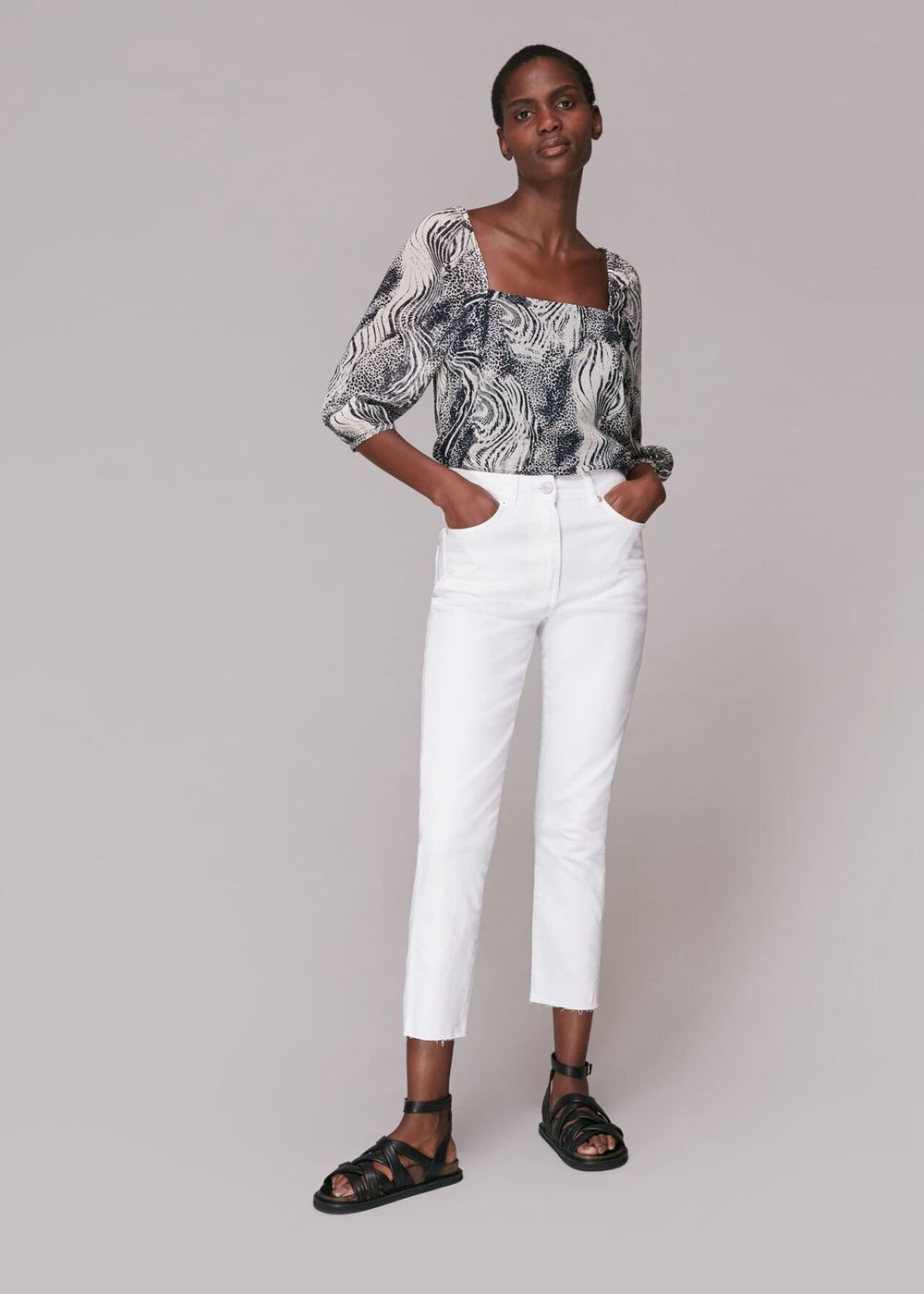 Whistles Flowing Tiger Blanche Top Multicolor | US-39186FYQX