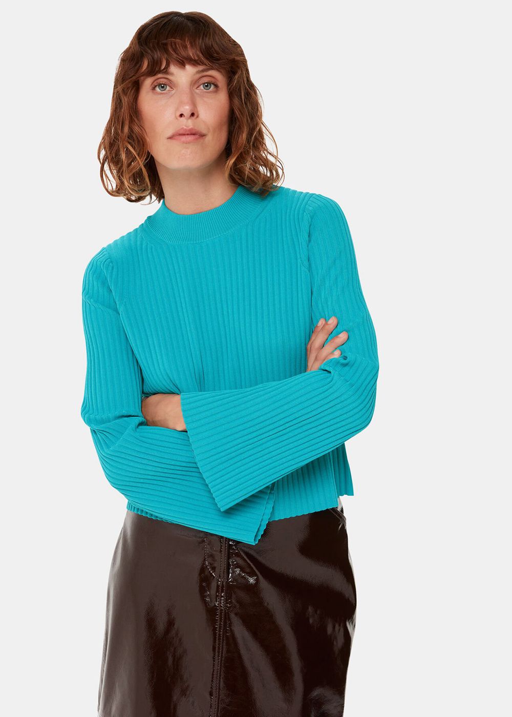 Whistles Fluted Sleeve Knitwear Turquoise | US-15974OTMN