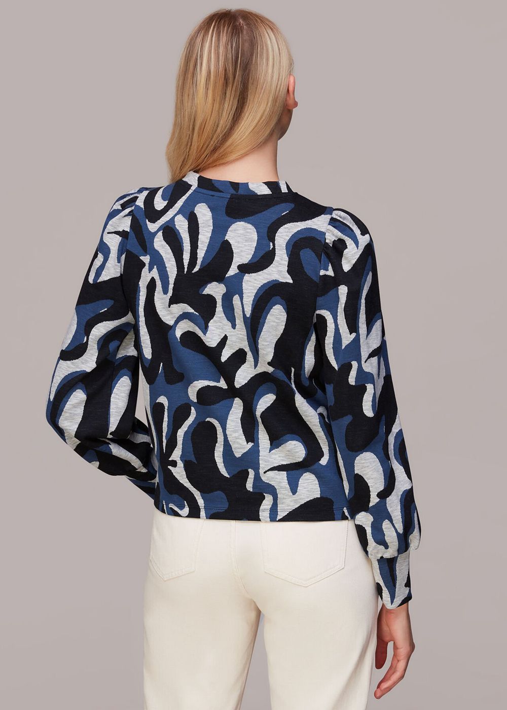 Whistles Foliage Jacquard Sweatshirt Navy / Multicolor | US-43608NYKB