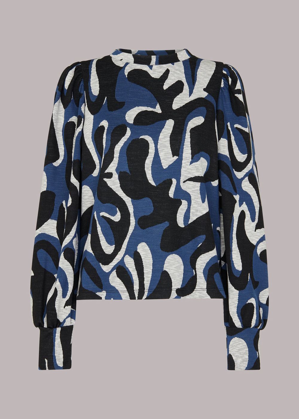 Whistles Foliage Jacquard Sweatshirt Navy / Multicolor | US-43608NYKB