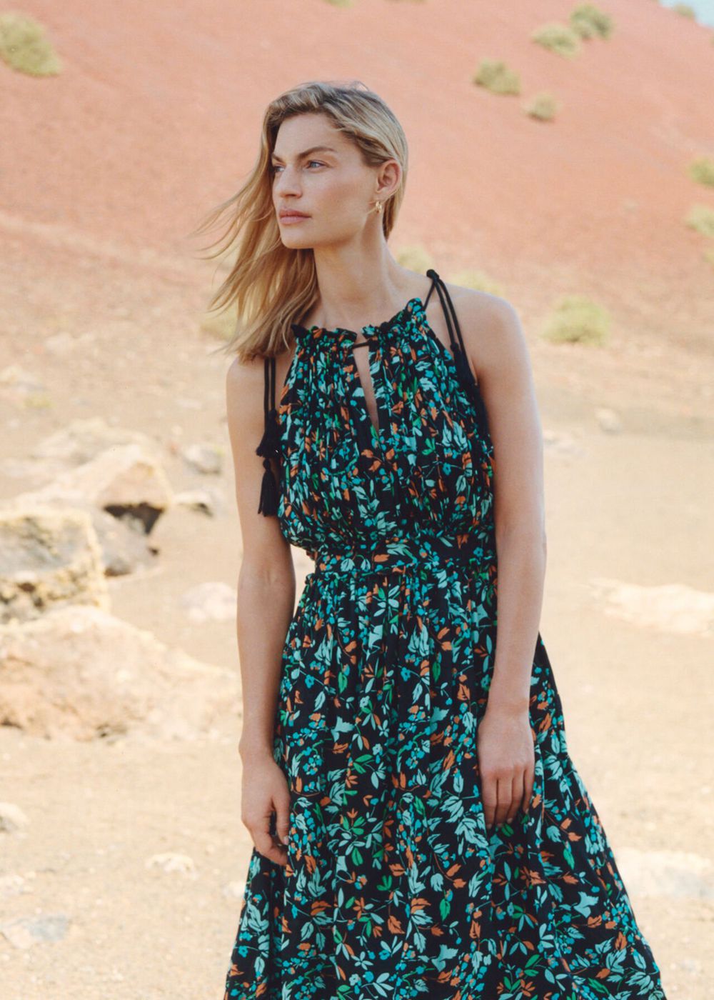 Whistles Forest Floral Halter Dress Blue / Multicolor | US-54621KTYZ