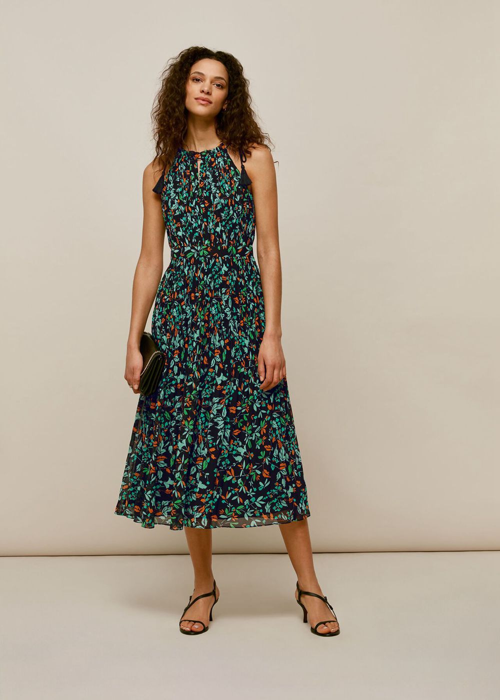 Whistles Forest Floral Halter Dress Blue / Multicolor | US-54621KTYZ