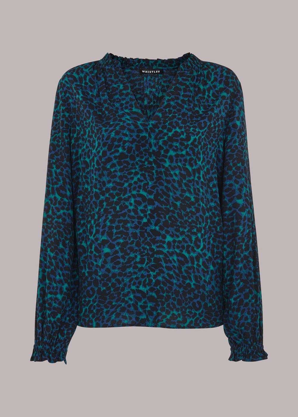 Whistles Forest Leopard Blouse Turquoise / Multicolor | US-60853GMFX