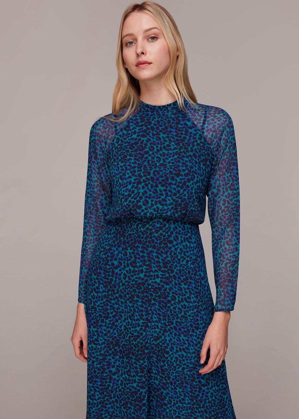 Whistles Forest Leopard Carlotta Dress Turquoise / Multicolor | US-10745OLGR