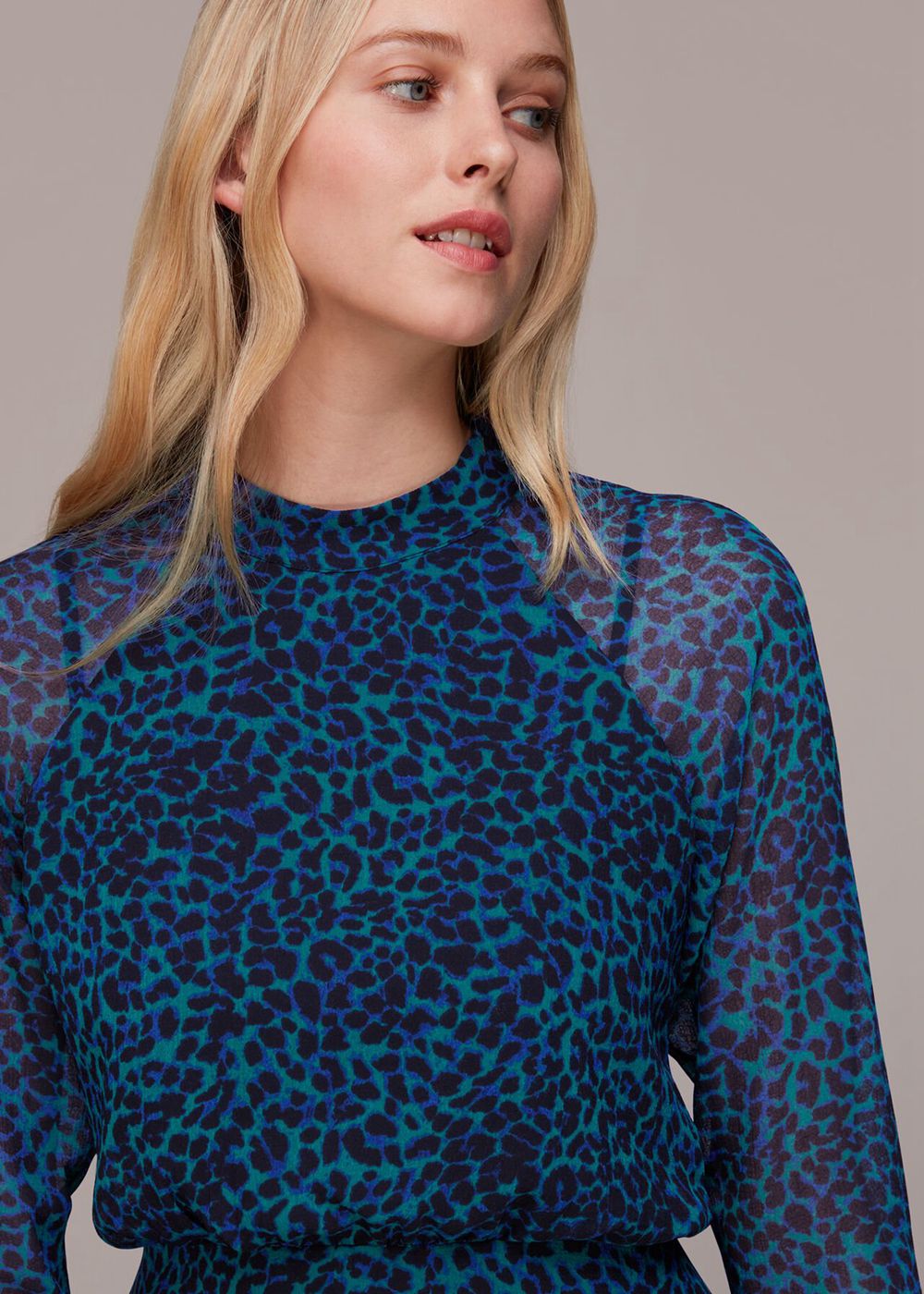 Whistles Forest Leopard Carlotta Dress Turquoise / Multicolor | US-10745OLGR