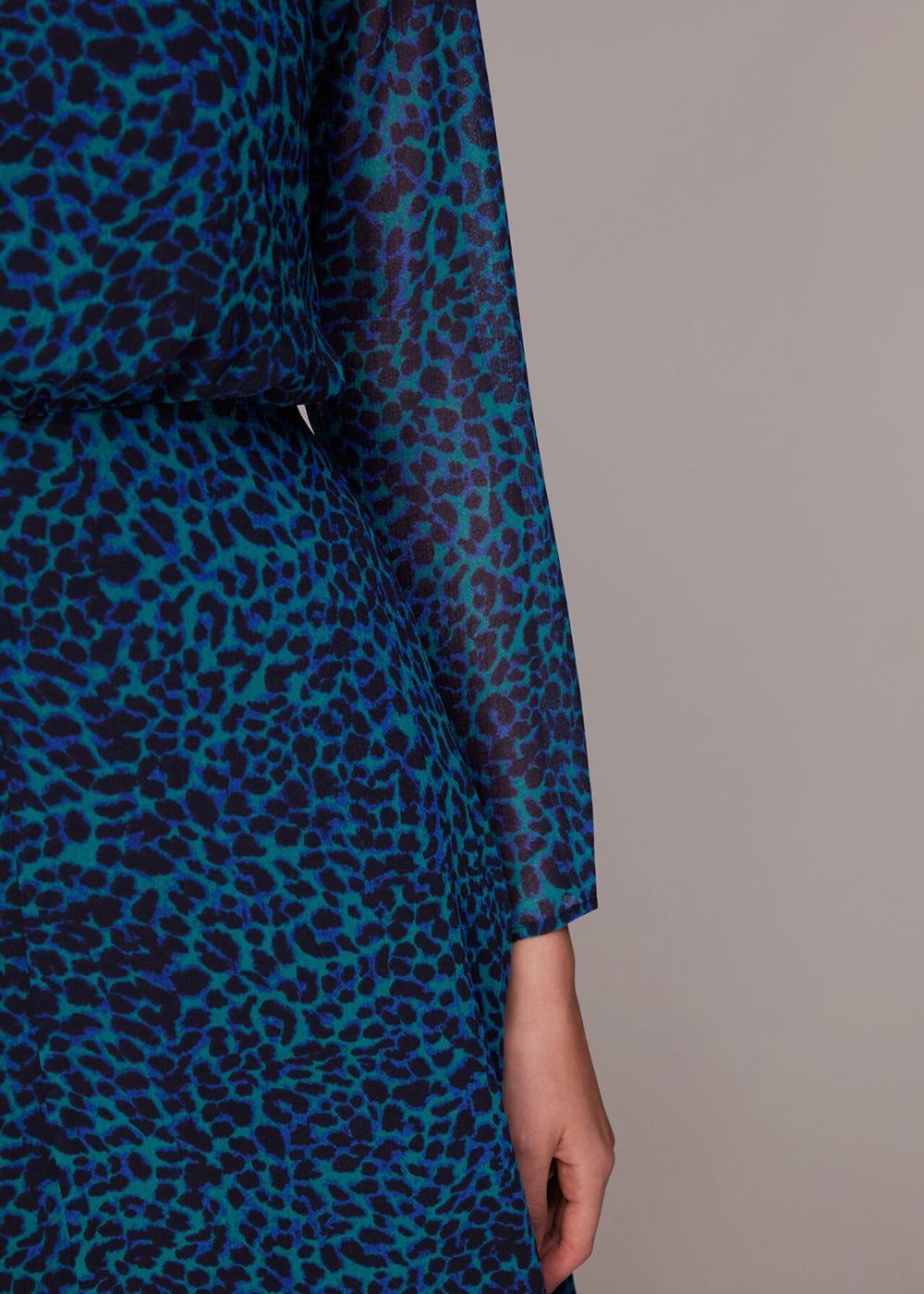 Whistles Forest Leopard Carlotta Dress Turquoise / Multicolor | US-10745OLGR