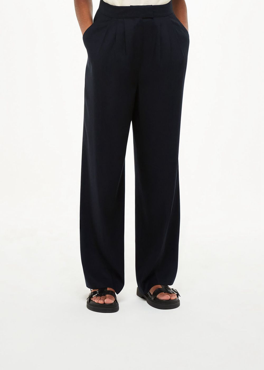 Whistles Fran Pleat Pants Black | US-24059IPXZ