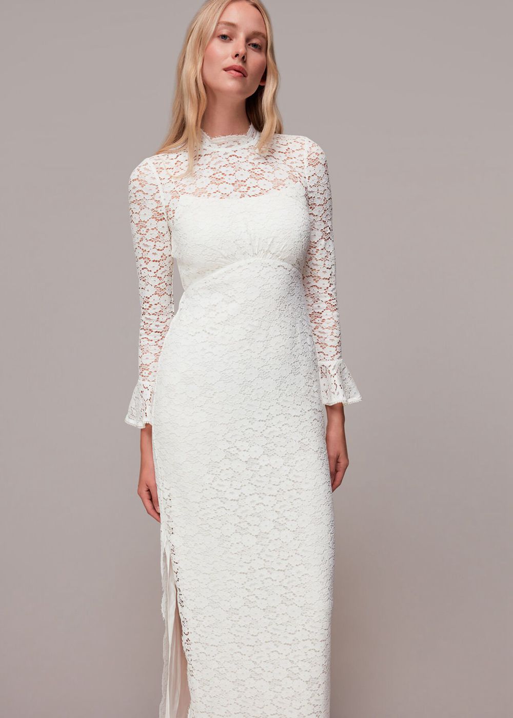 Whistles Frances Lace Wedding Dress White | US-83126AMDK