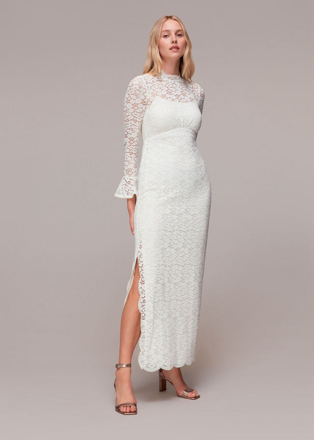 Whistles Frances Lace Wedding Dress White | US-83126AMDK