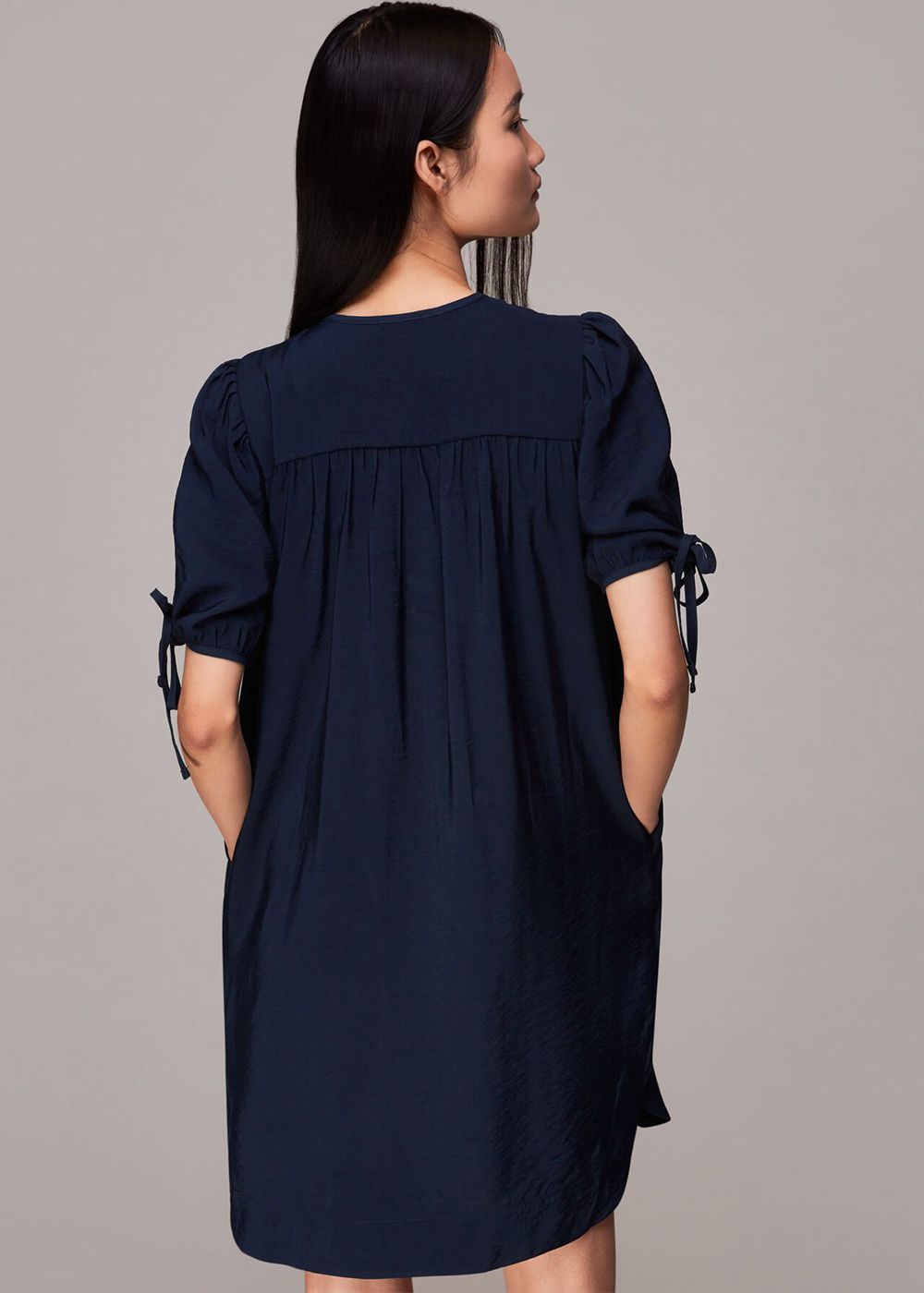 Whistles Frankie Button Through Dress Navy | US-18730OLJY