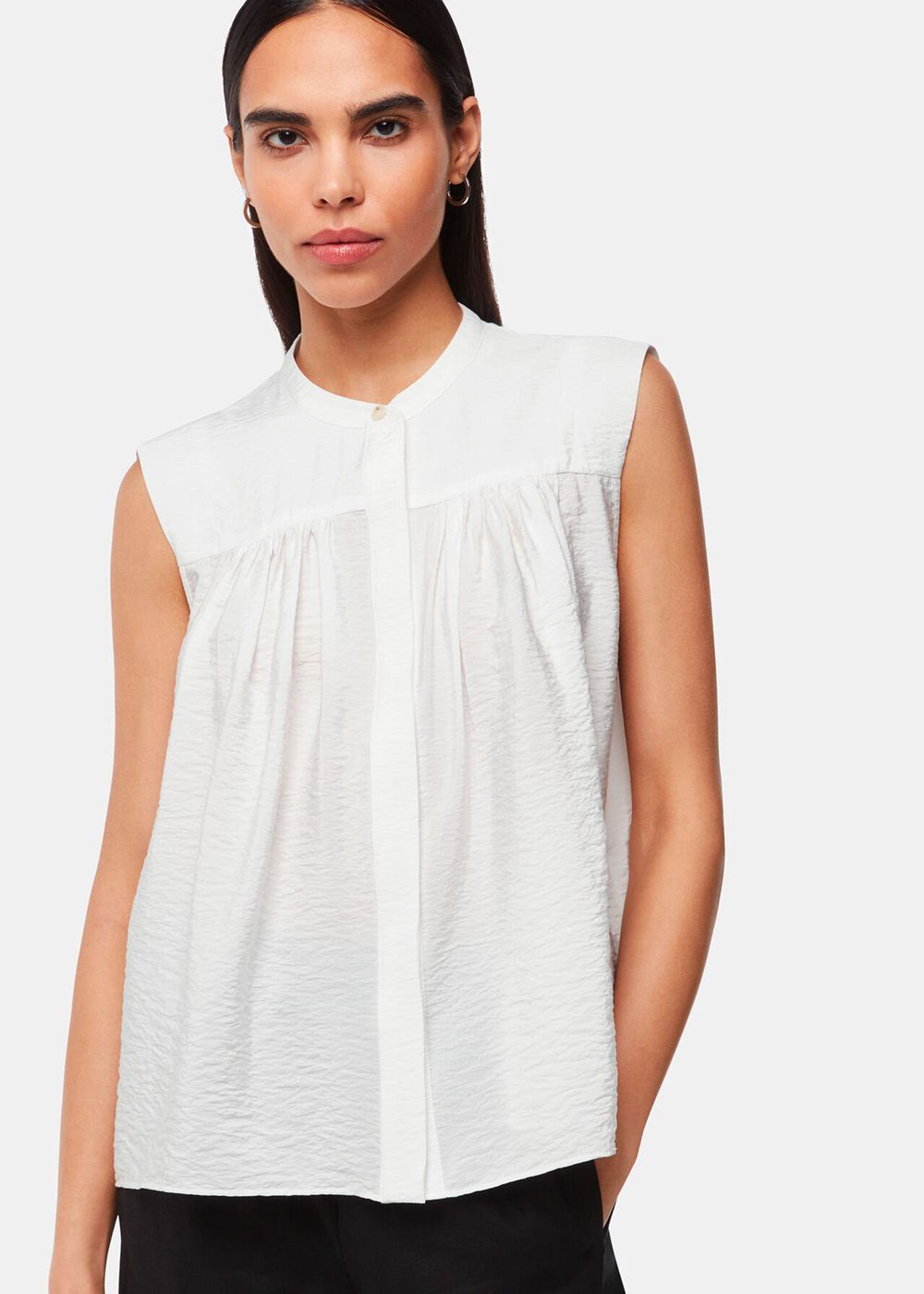 Whistles Frankie Sleeveless Blouse White | US-80179WQPJ