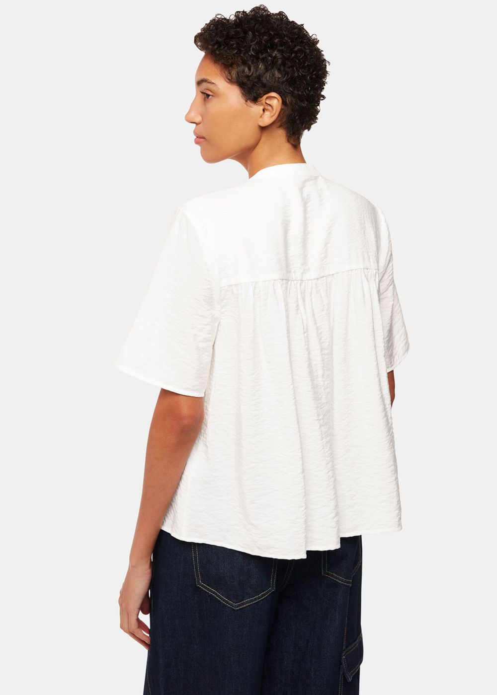 Whistles Freda Short Sleeve Top White | US-38549RPHT