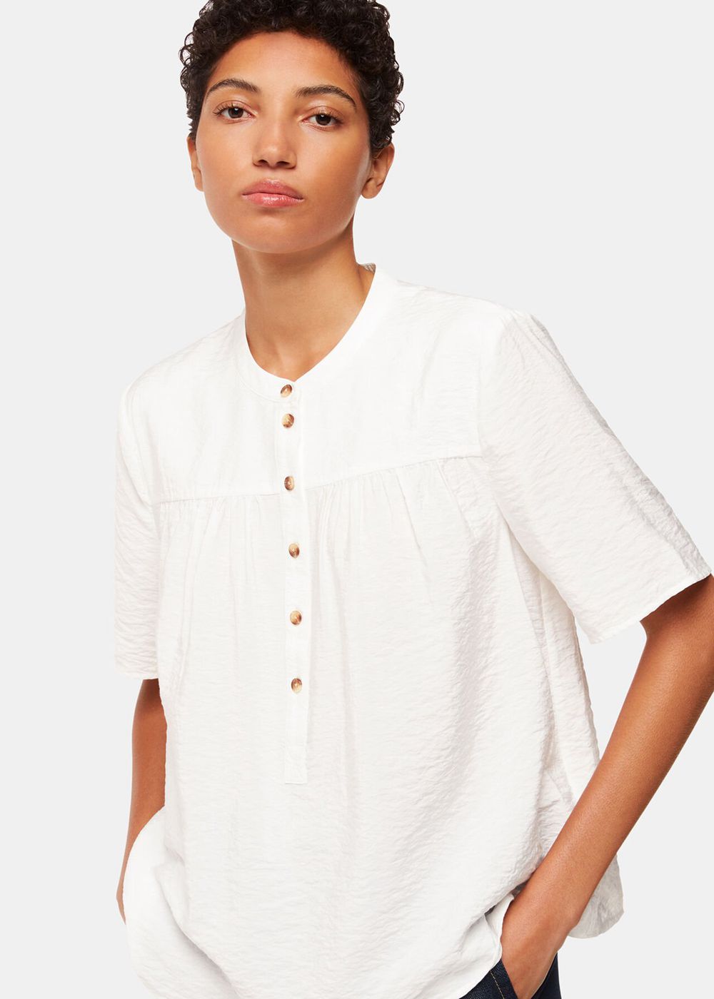 Whistles Freda Short Sleeve Top White | US-94325QSKF