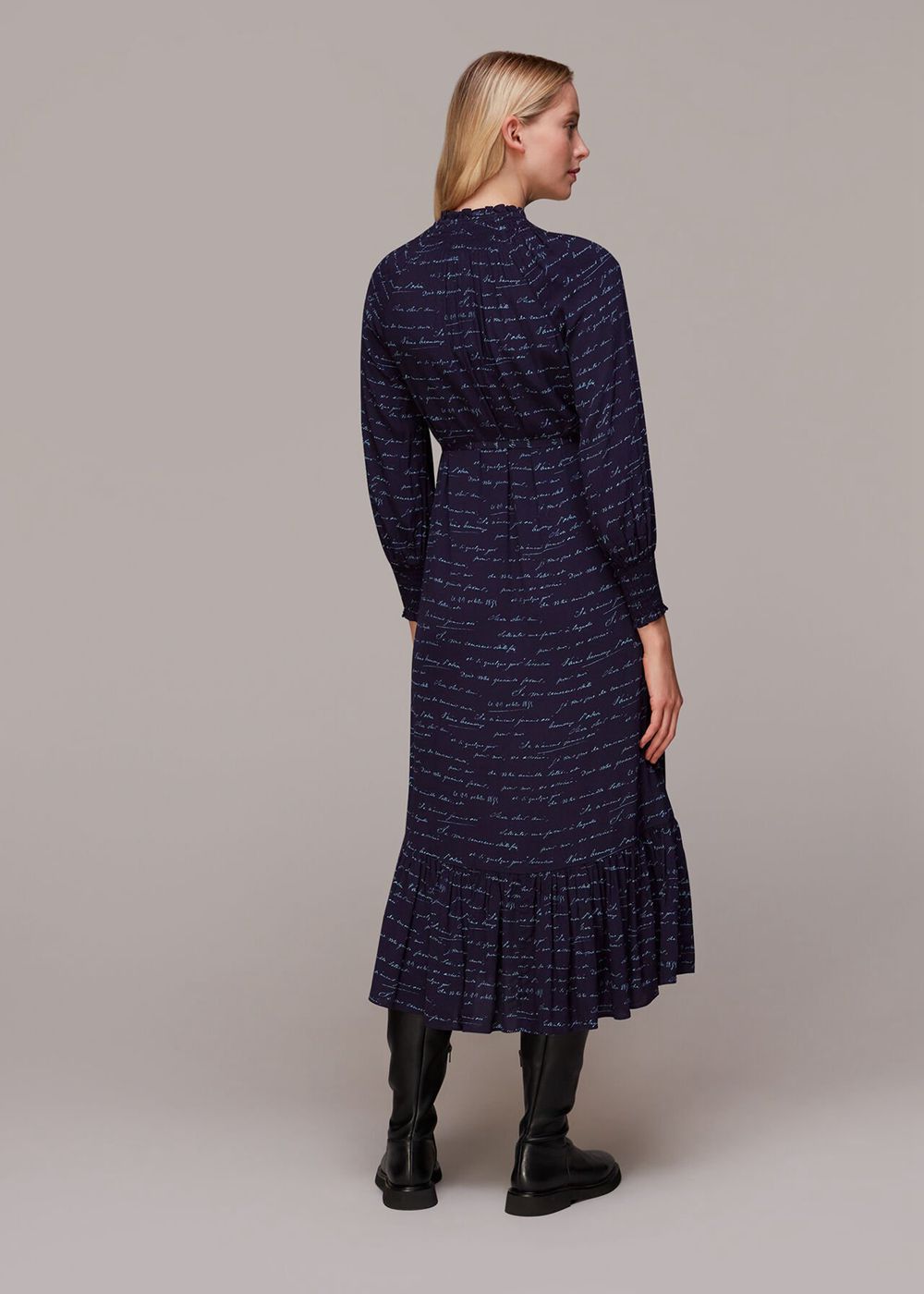 Whistles French Handwriting Midi Dress Navy / Multicolor | US-20493ZGDY