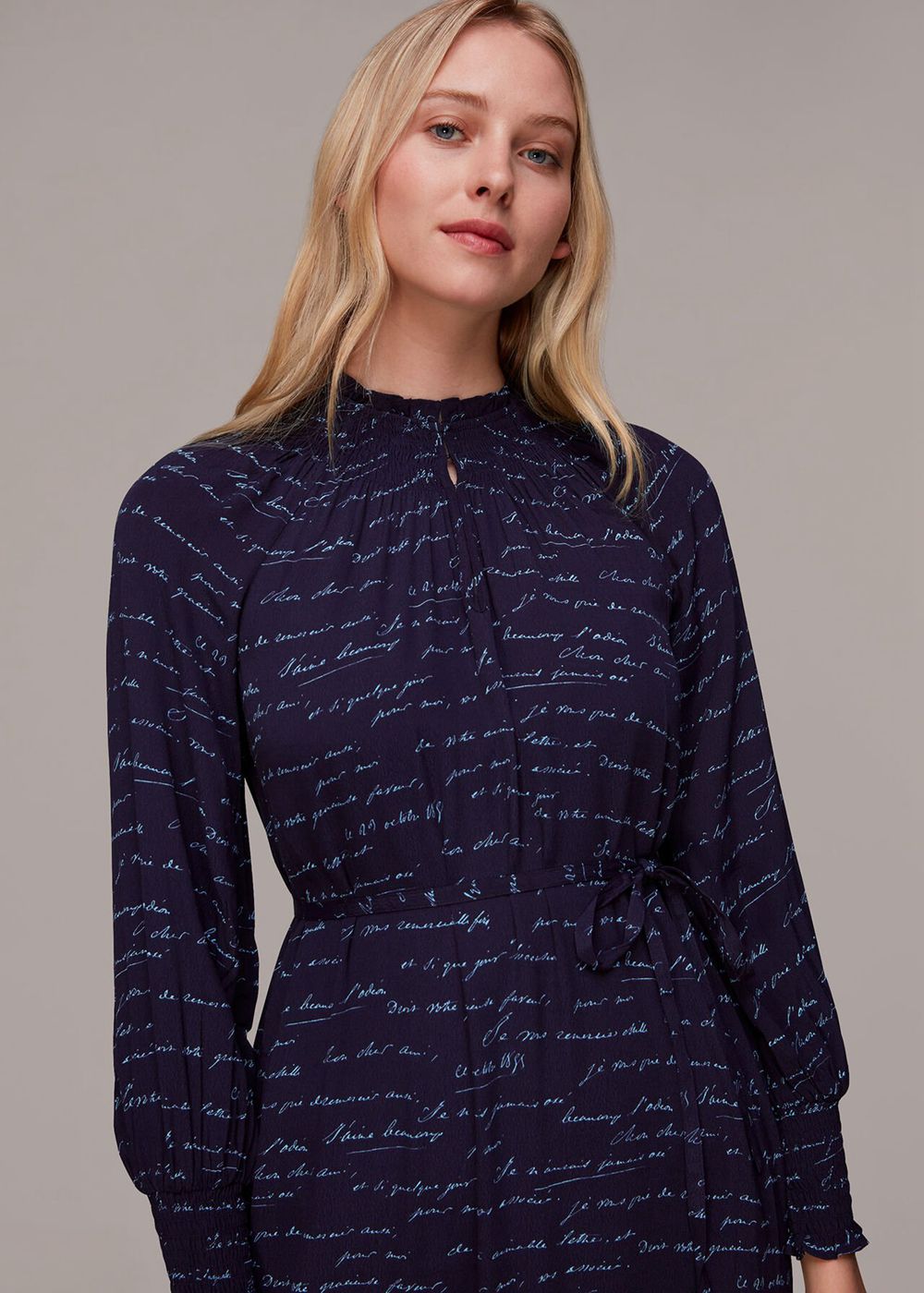 Whistles French Handwriting Midi Dress Navy / Multicolor | US-20493ZGDY