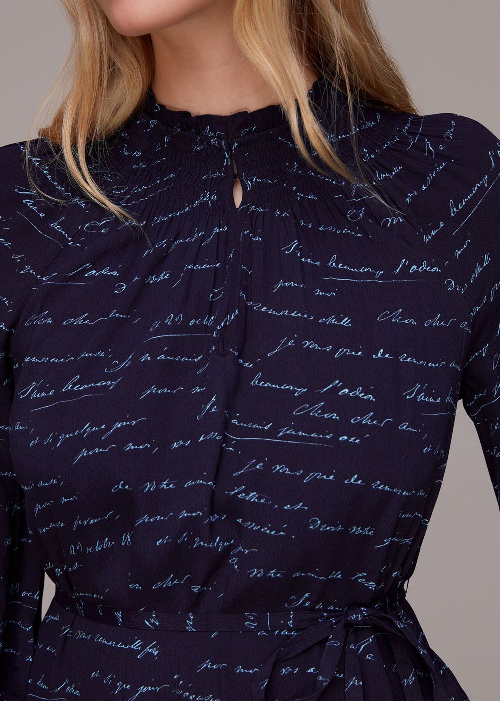 Whistles French Handwriting Midi Dress Navy / Multicolor | US-20493ZGDY