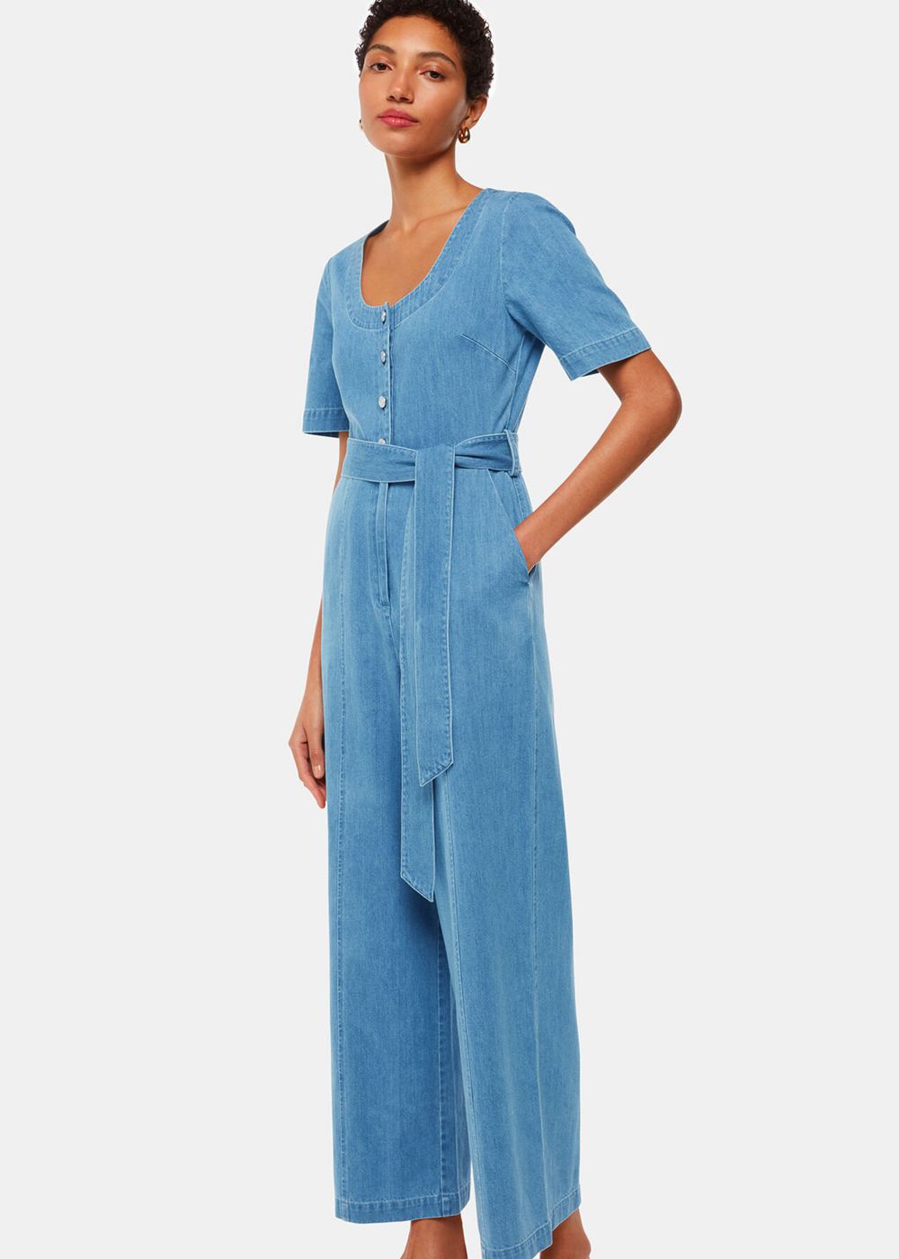 Whistles Freyja Denim Jumpsuit Blue | US-73192VFNB