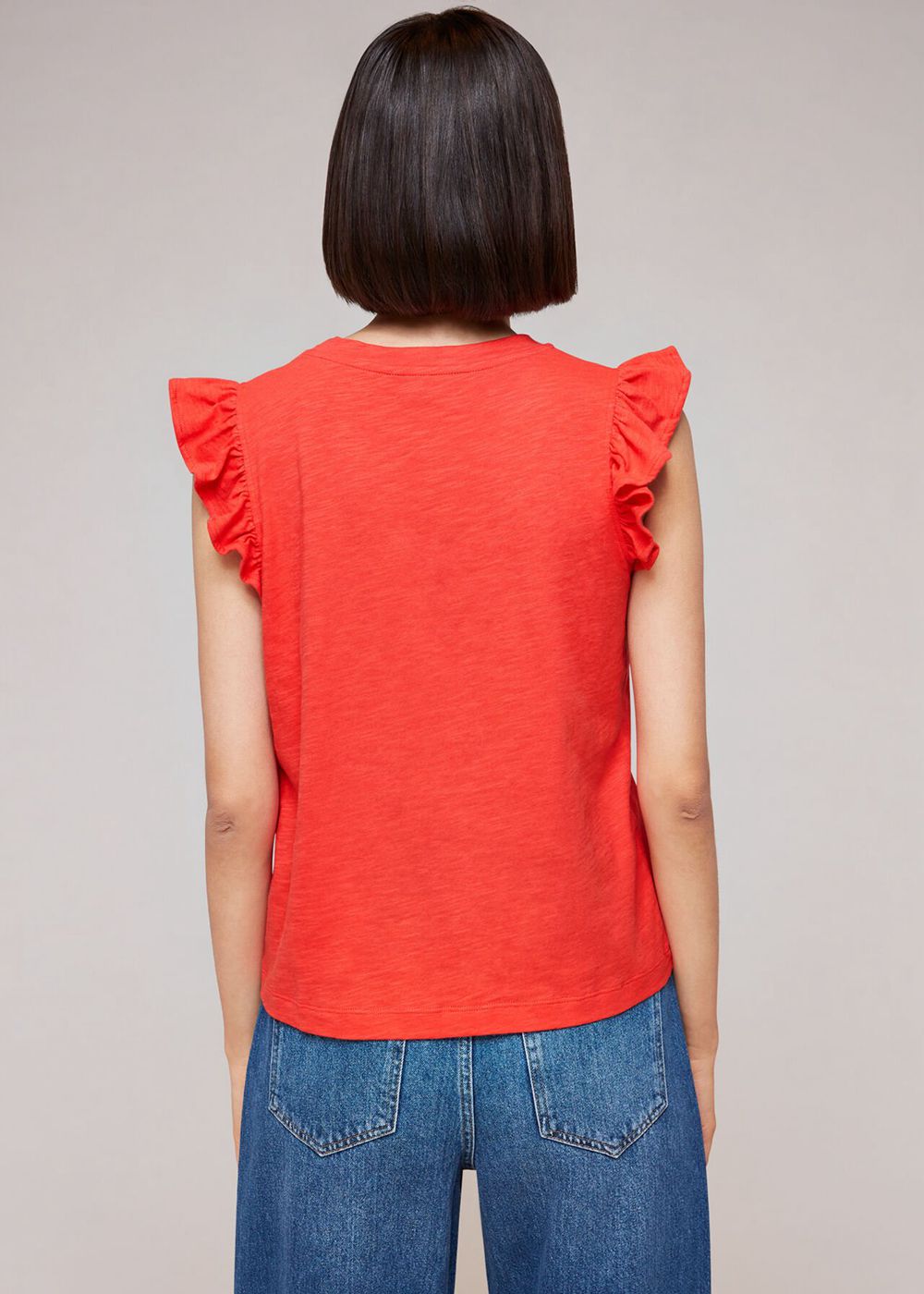 Whistles Frill Cap Sleeve T-Shirt Red | US-52847JONK