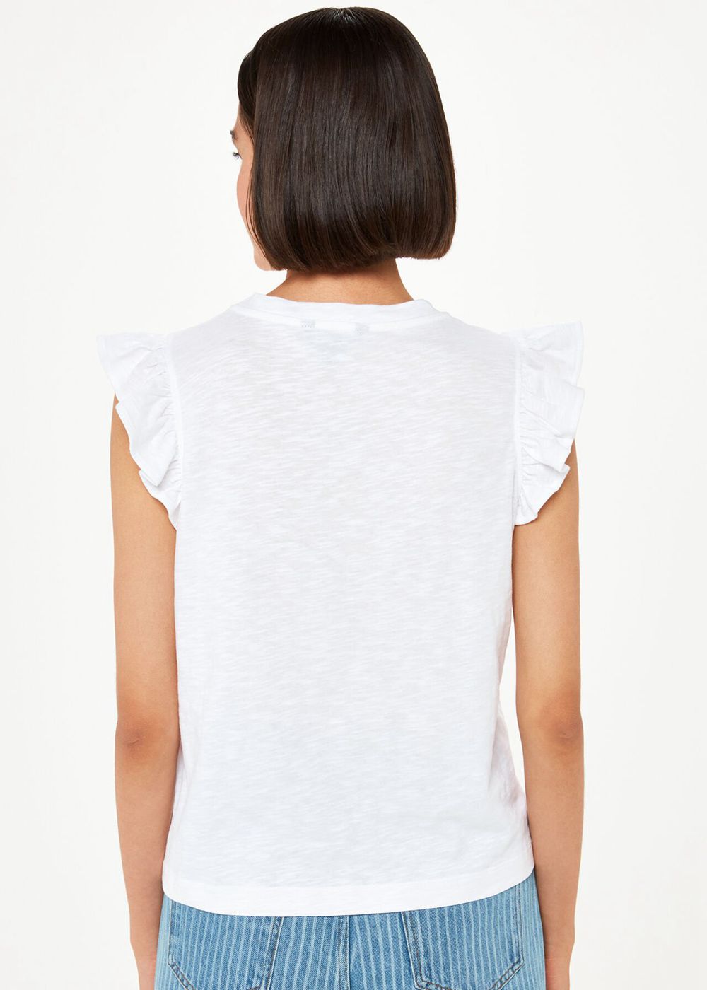 Whistles Frill Cap Sleeve T-Shirt White | US-54197JNTZ