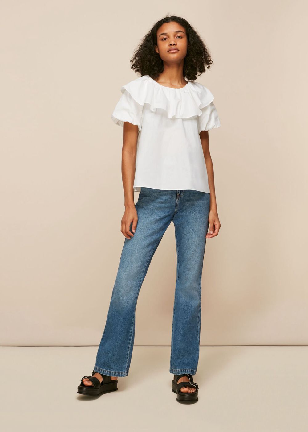 Whistles Frill Detail Poplin Top White | US-89473TBJI