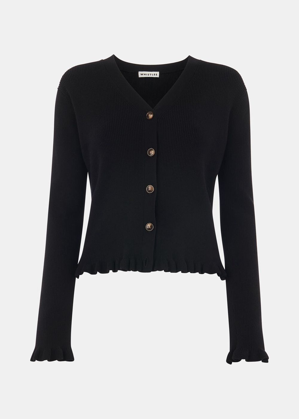 Whistles Frill Hem Cardigan Black | US-71903XKBC