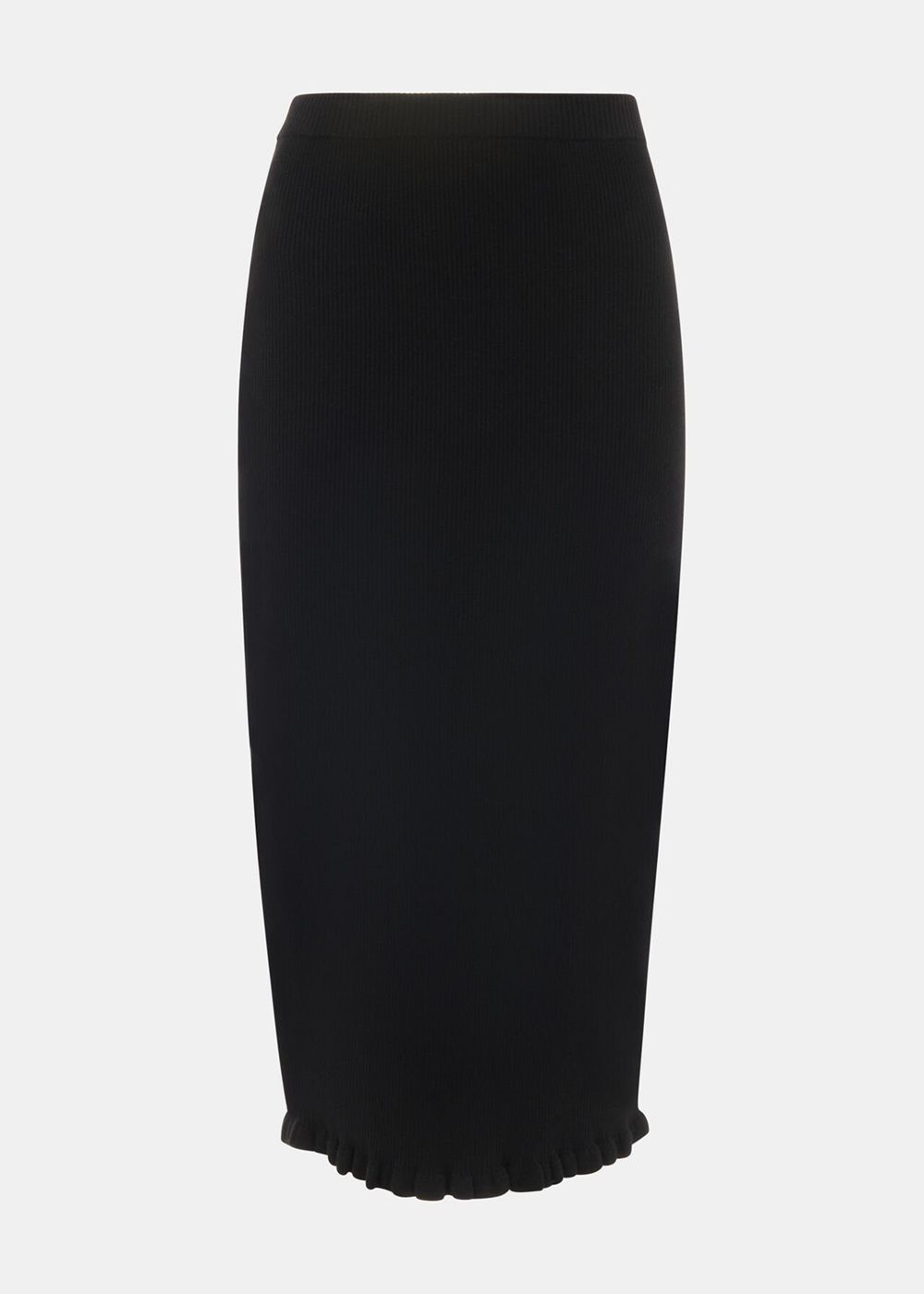 Whistles Frill Hem Knitted Midi Skirts Black | US-65902YOJE