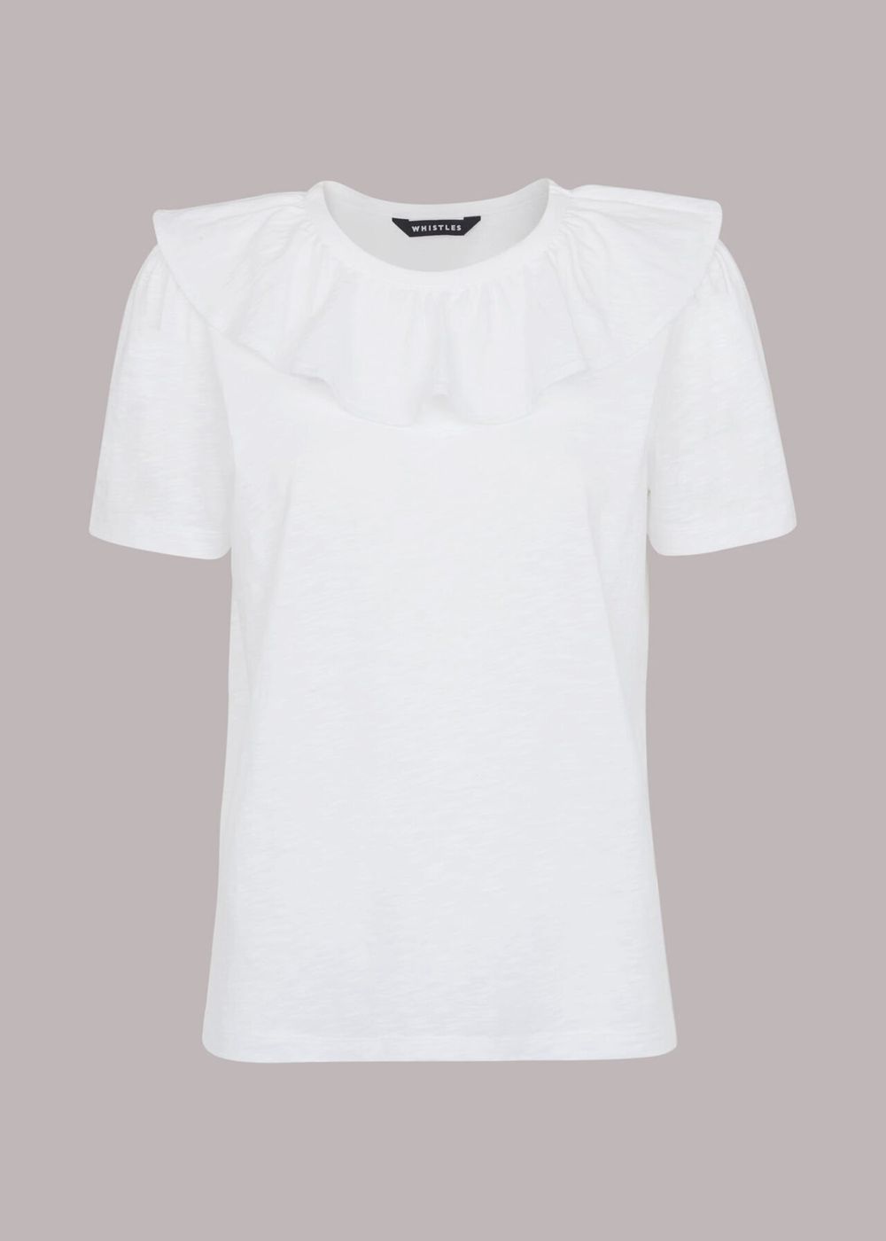 Whistles Frill Neck Collar T-Shirt White | US-12680MAIJ