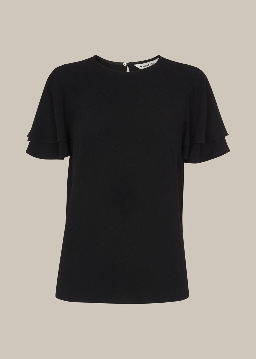 Whistles Frill Sleeve Shell Top Black | US-04278EIQK