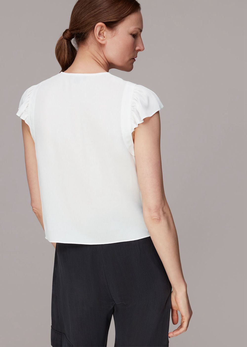 Whistles Frill Sleeve Top White | US-84129XNDB