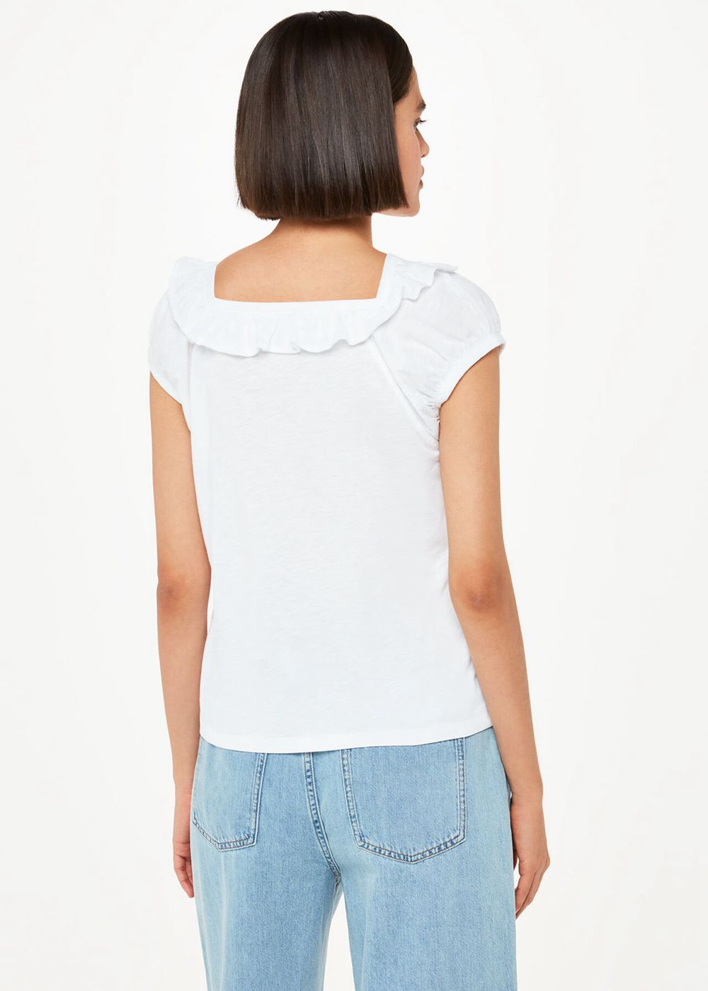 Whistles Frill Square Neck Top White | US-60923FHLX