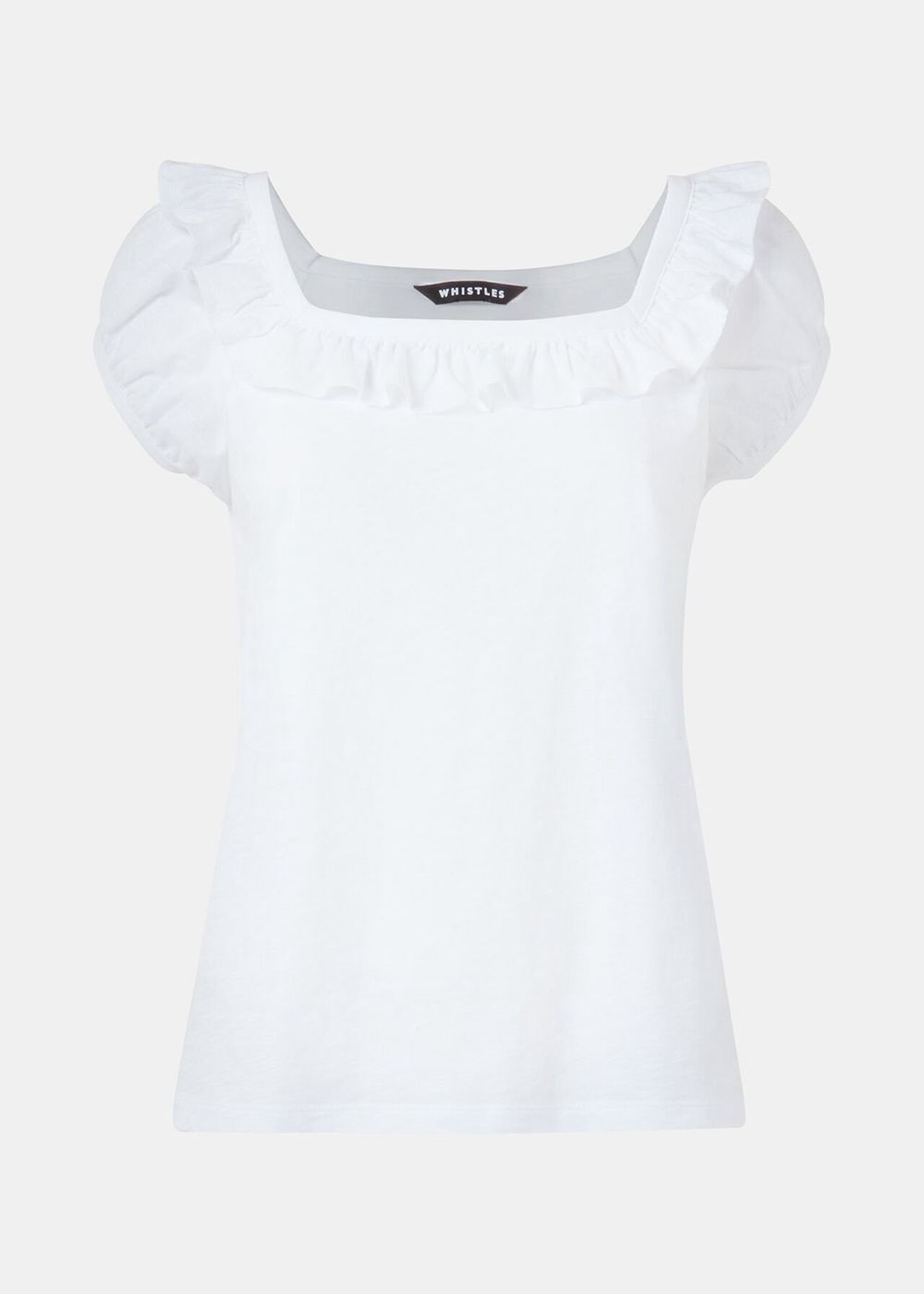 Whistles Frill Square Neck Top White | US-60923FHLX