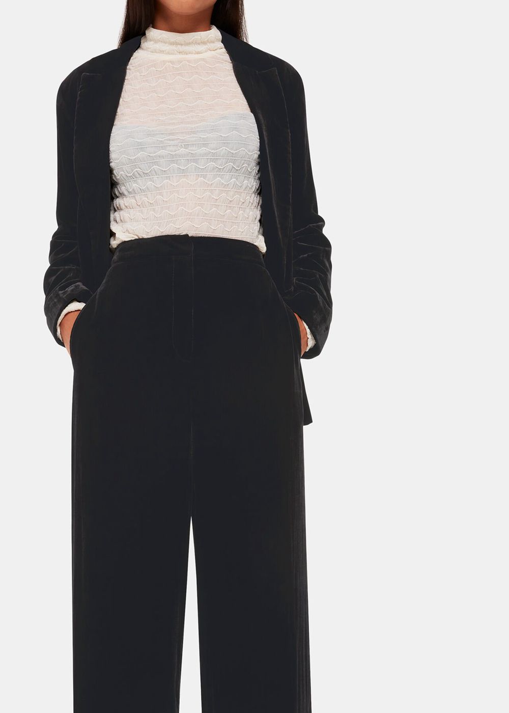 Whistles Full Length Velvet Pants Black | US-24678DGCK