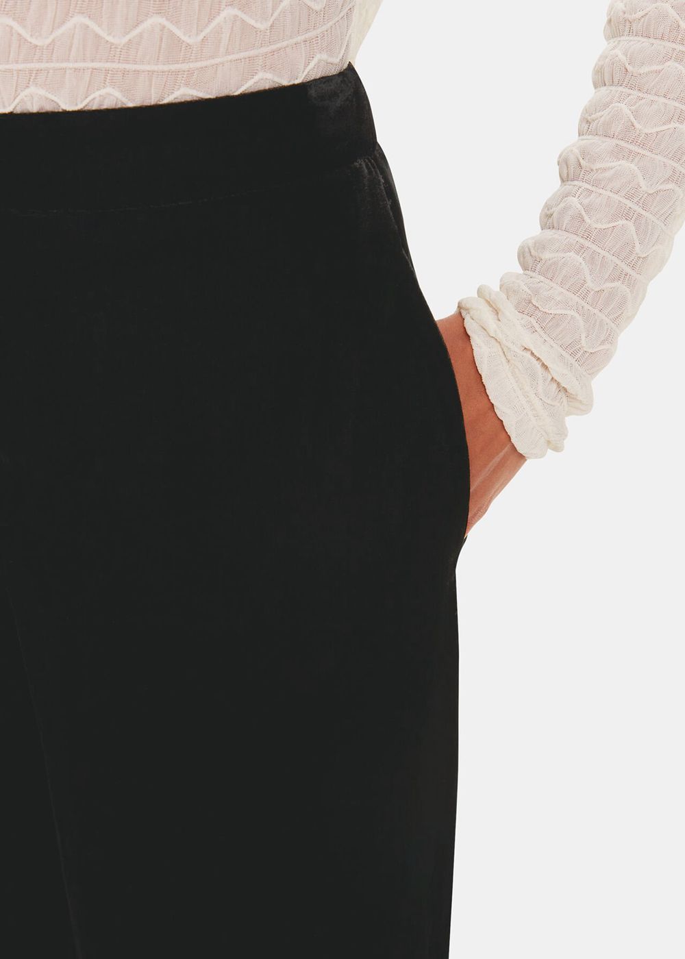 Whistles Full Length Velvet Pants Black | US-24678DGCK