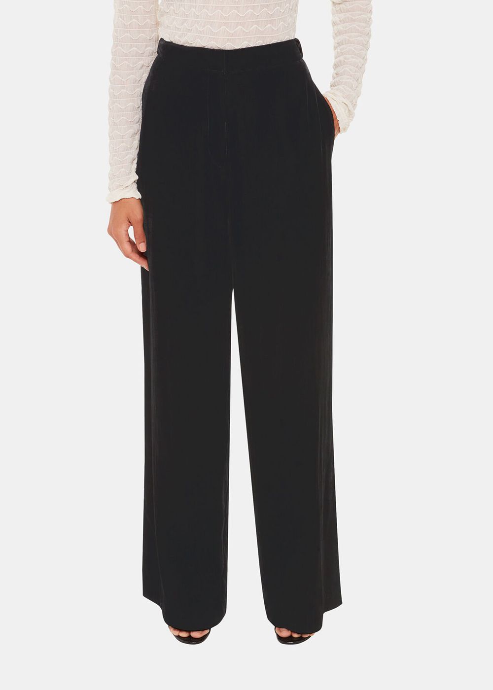 Whistles Full Length Velvet Pants Black | US-24678DGCK