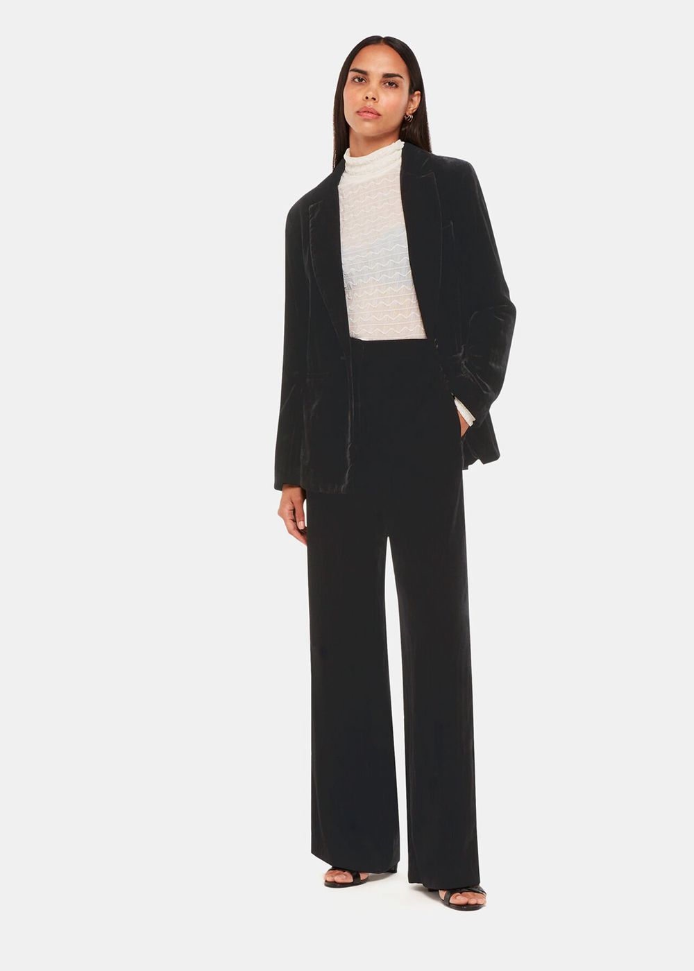 Whistles Full Length Velvet Pants Black | US-24678DGCK