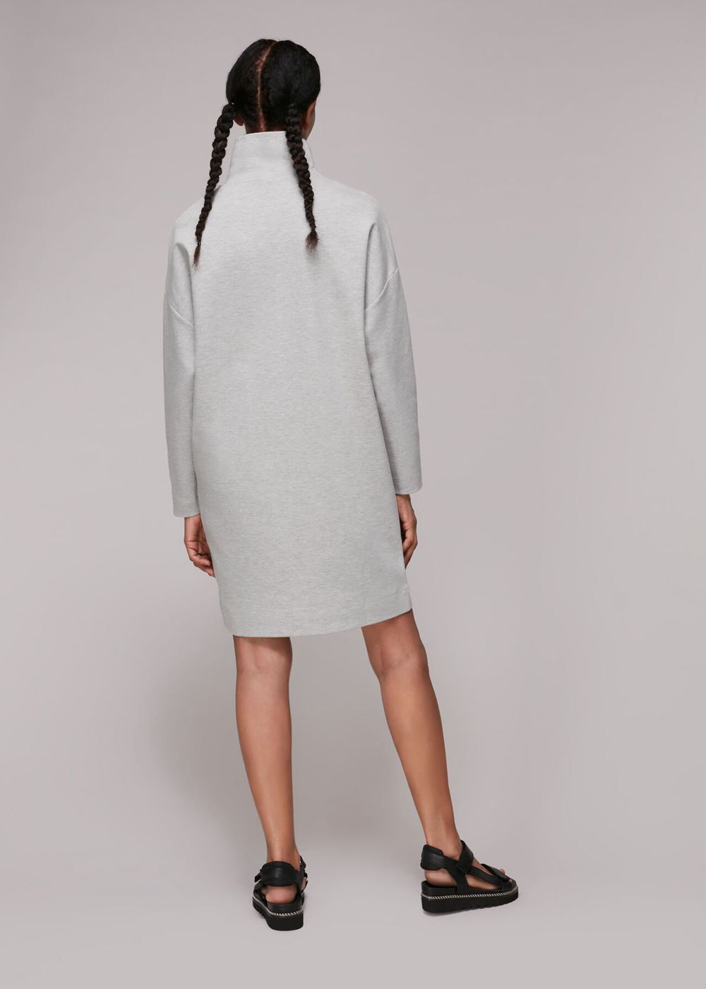 Whistles Funnel Neck Sweat Dress Grey | US-83426UTEF