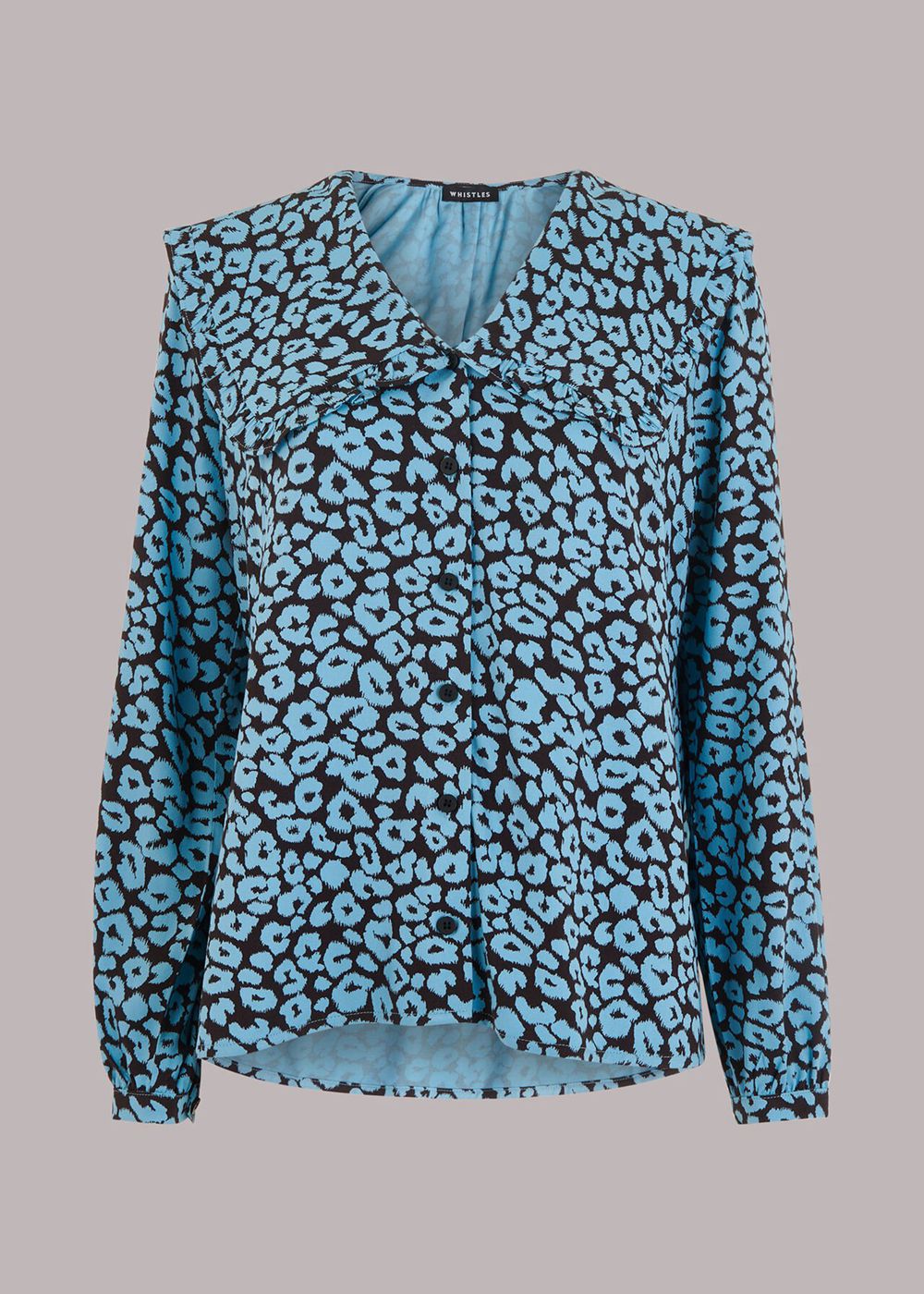 Whistles Fuzzy Leopard Collar Top Blue / Multicolor | US-01427OXAK