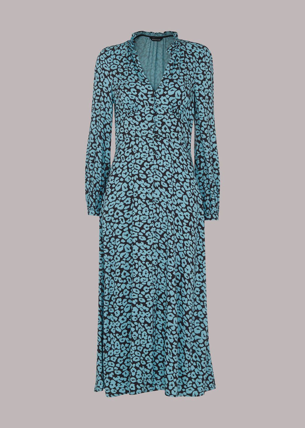 Whistles Fuzzy Leopard Midi Dress Blue / Multicolor | US-14867HBNE