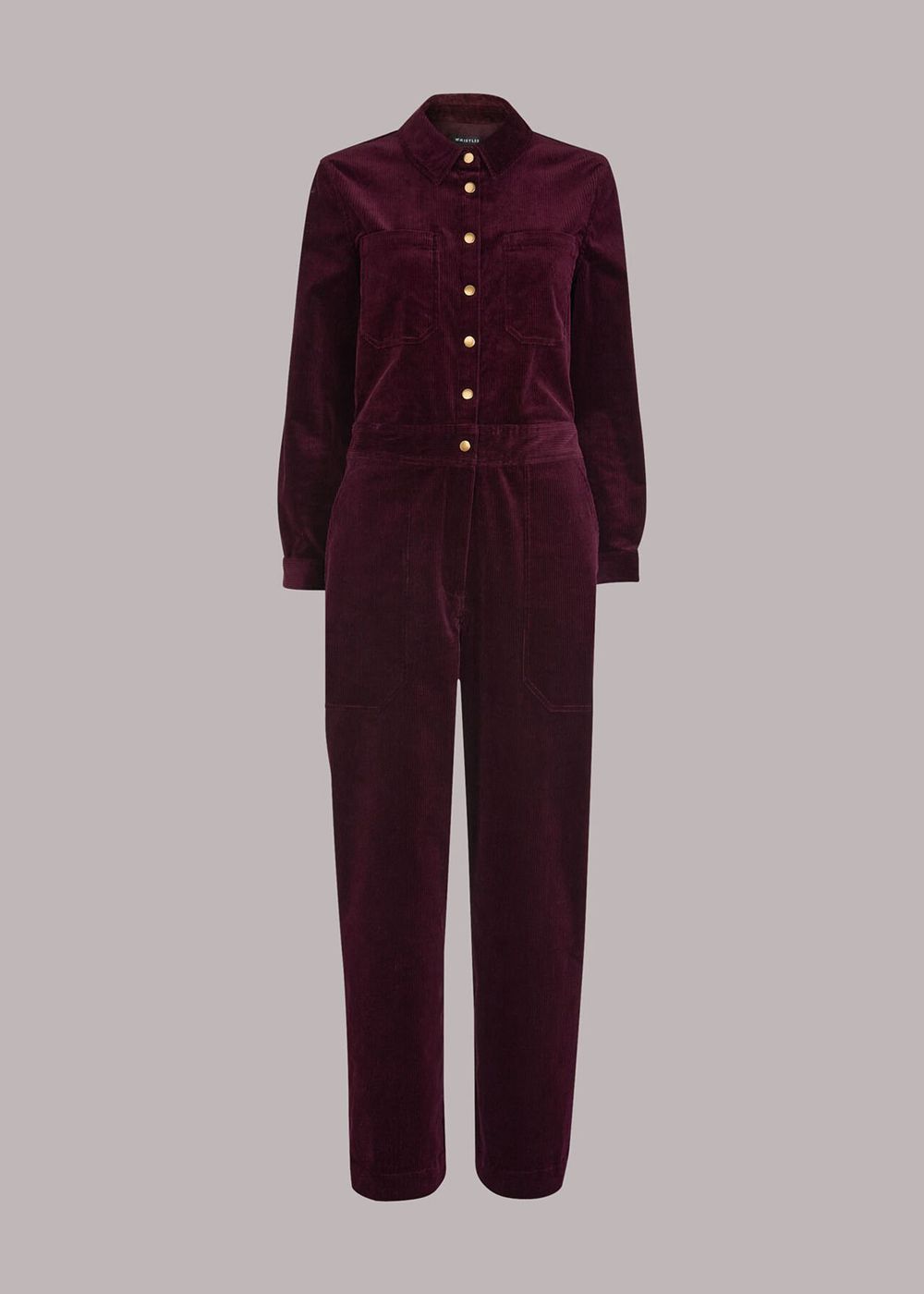 Whistles Gabby Corduroy Jumpsuit Burgundy | US-09251QJMT