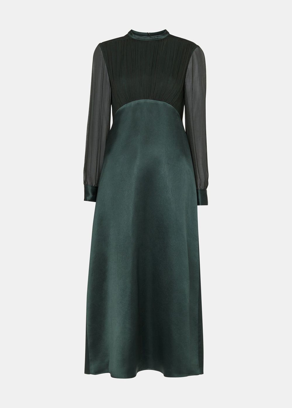 Whistles Gathered Bodice Maxi Dress Dark Green | US-39740VXMC