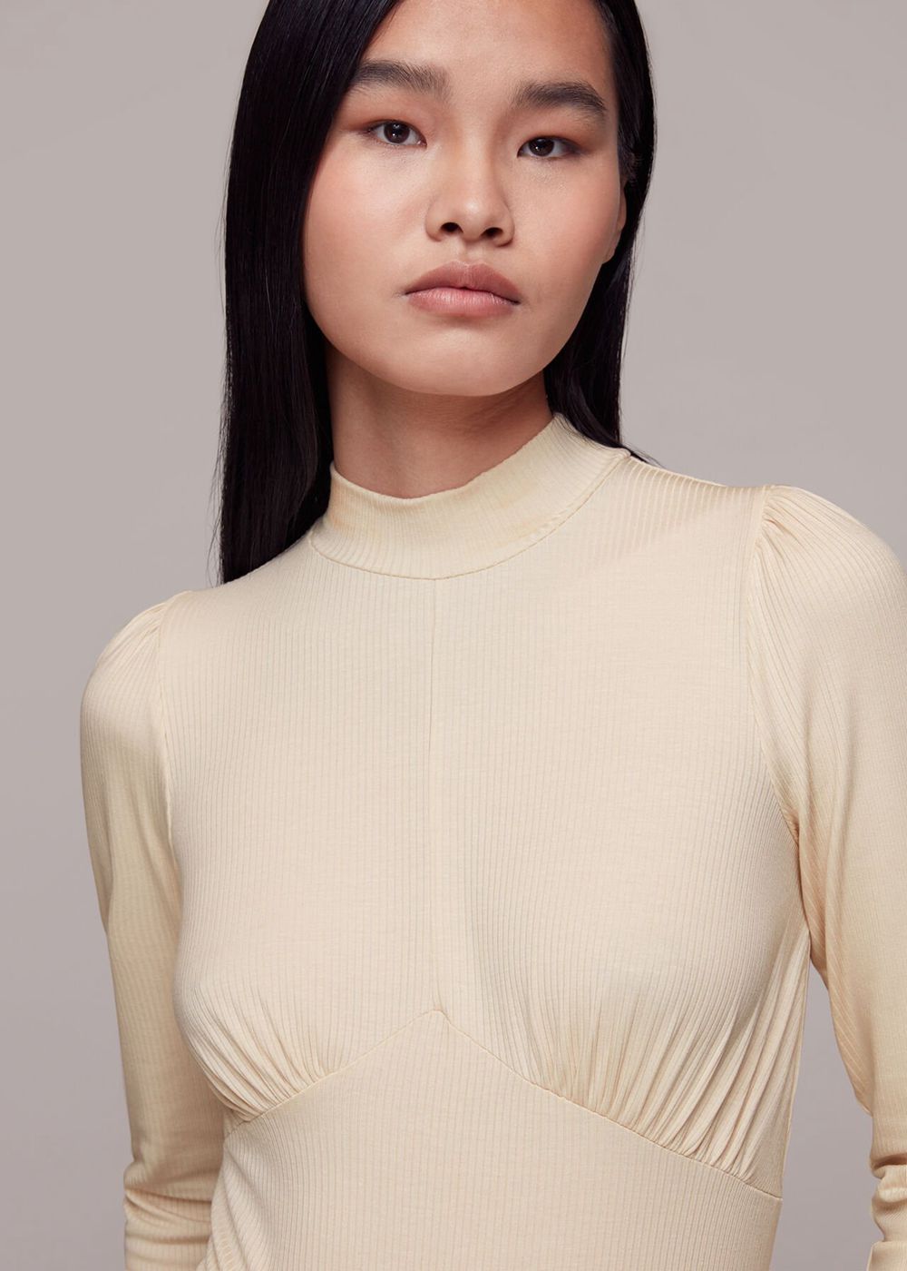 Whistles Gathered Bust Top Beige | US-15680VRFK