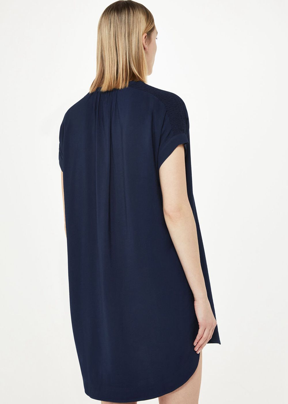 Whistles Gathered Shoulder Mina Dress Navy | US-03278HZWX