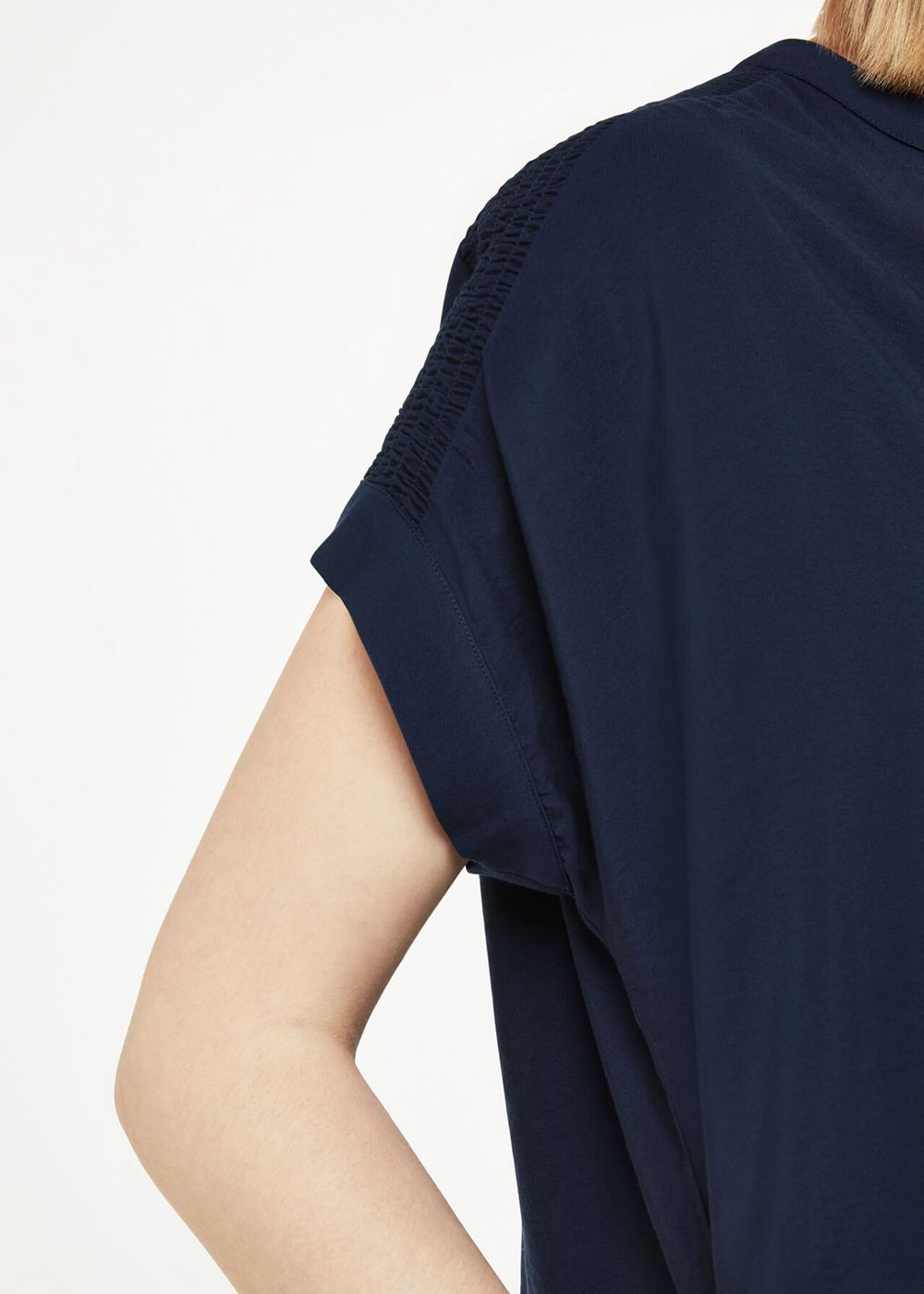 Whistles Gathered Shoulder Mina Dress Navy | US-03278HZWX