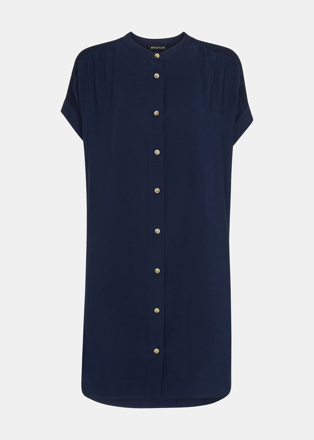 Whistles Gathered Shoulder Mina Dress Navy | US-03278HZWX