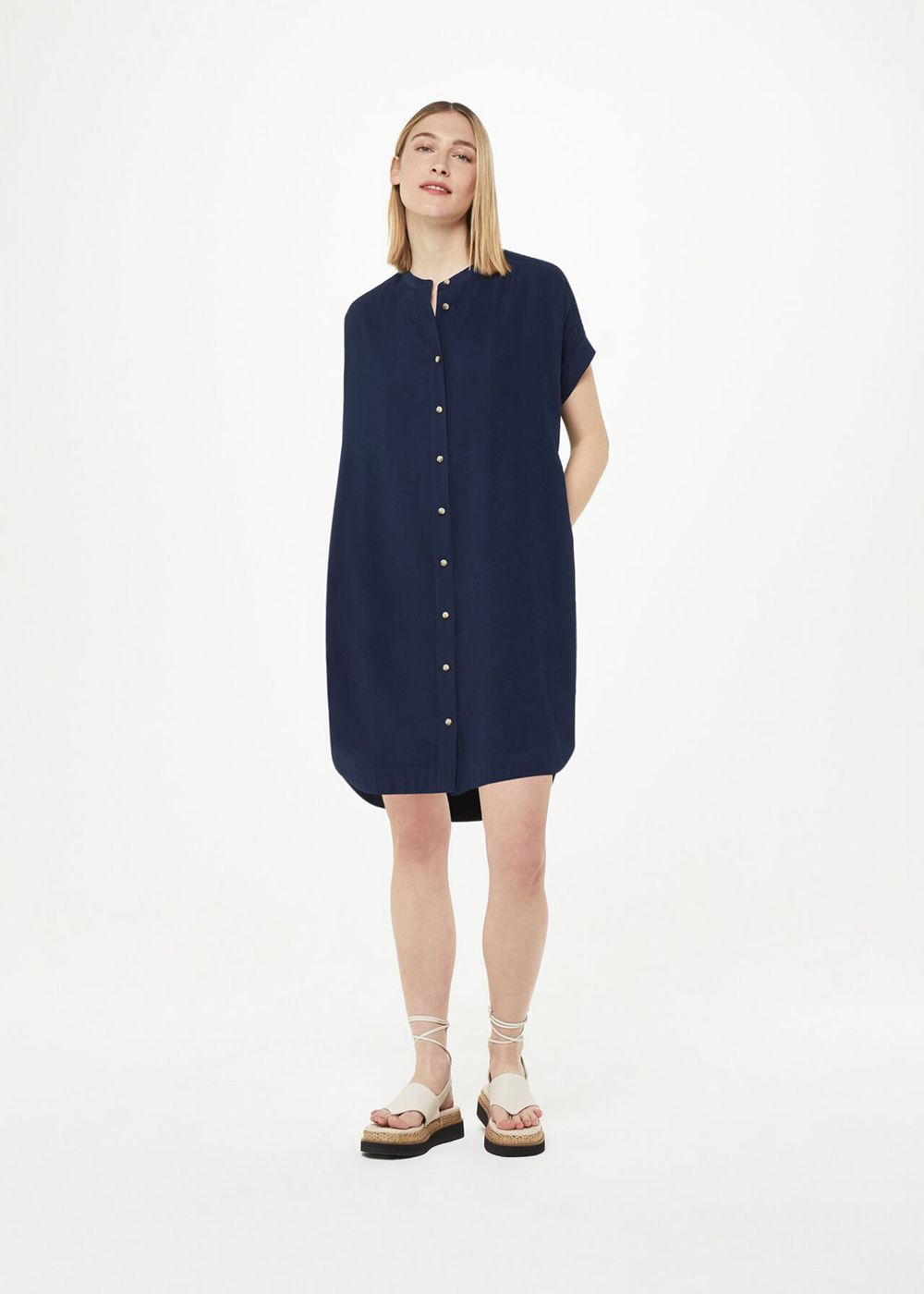 Whistles Gathered Shoulder Mina Dress Navy | US-03278HZWX