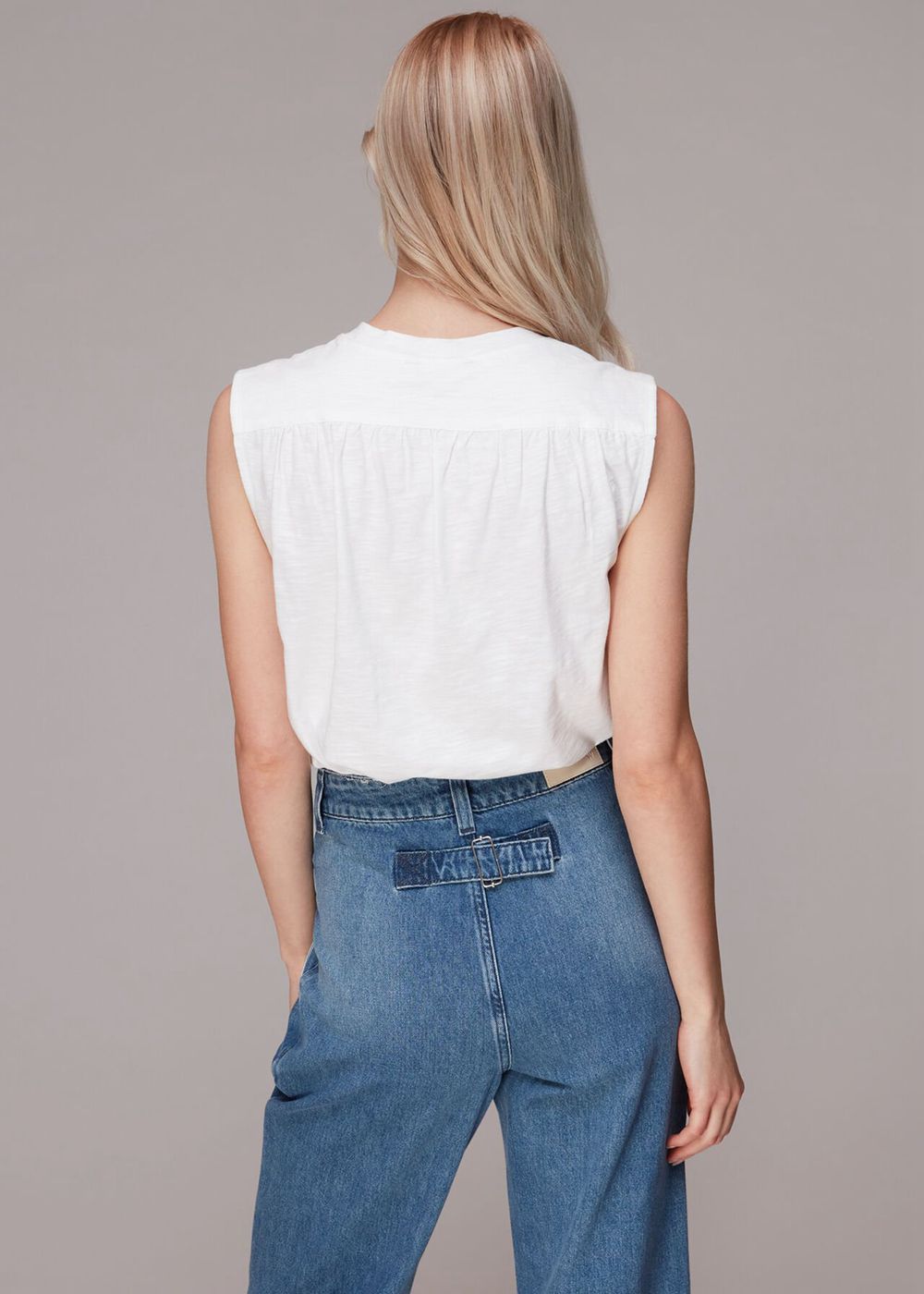 Whistles Gathered Shoulder Tank Top White | US-19452CWJL