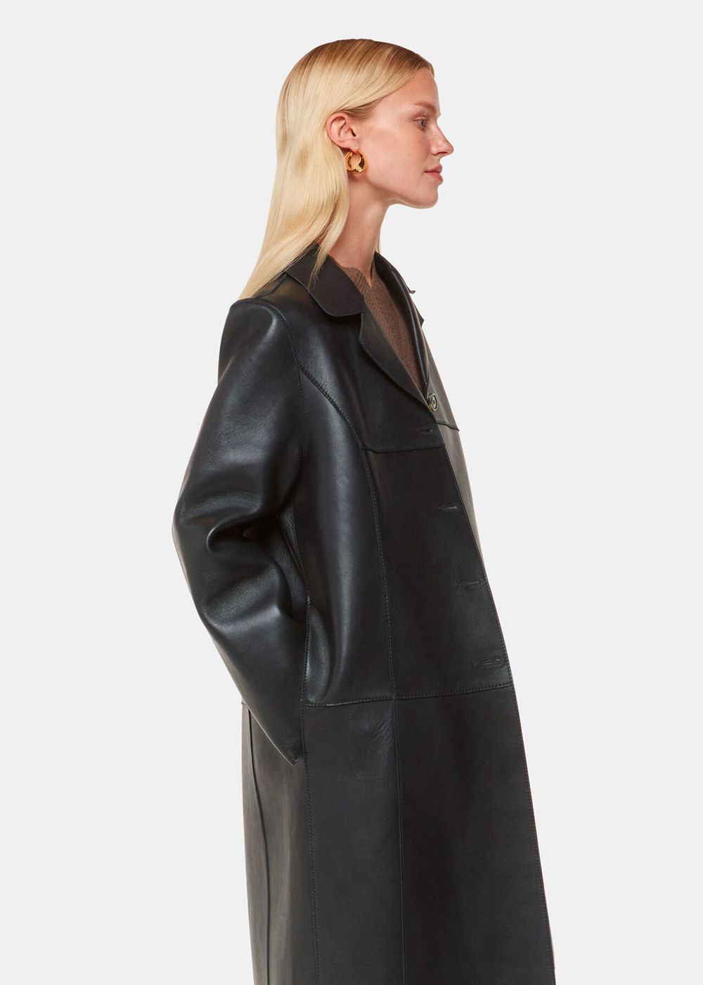 Whistles Gemma Bonded Leather Coat Black | US-34620DGHQ