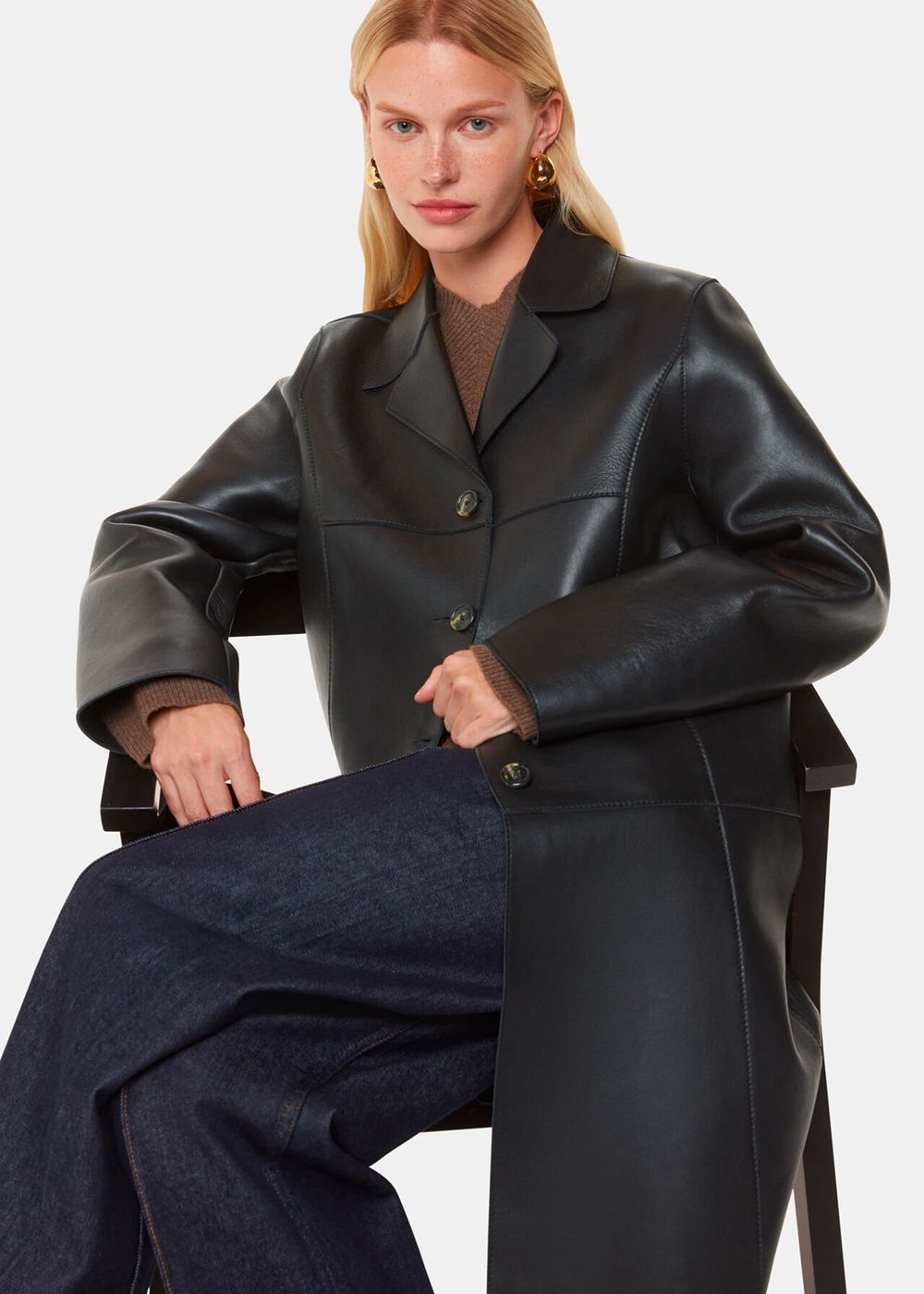 Whistles Gemma Bonded Leather Coat Black | US-34620DGHQ