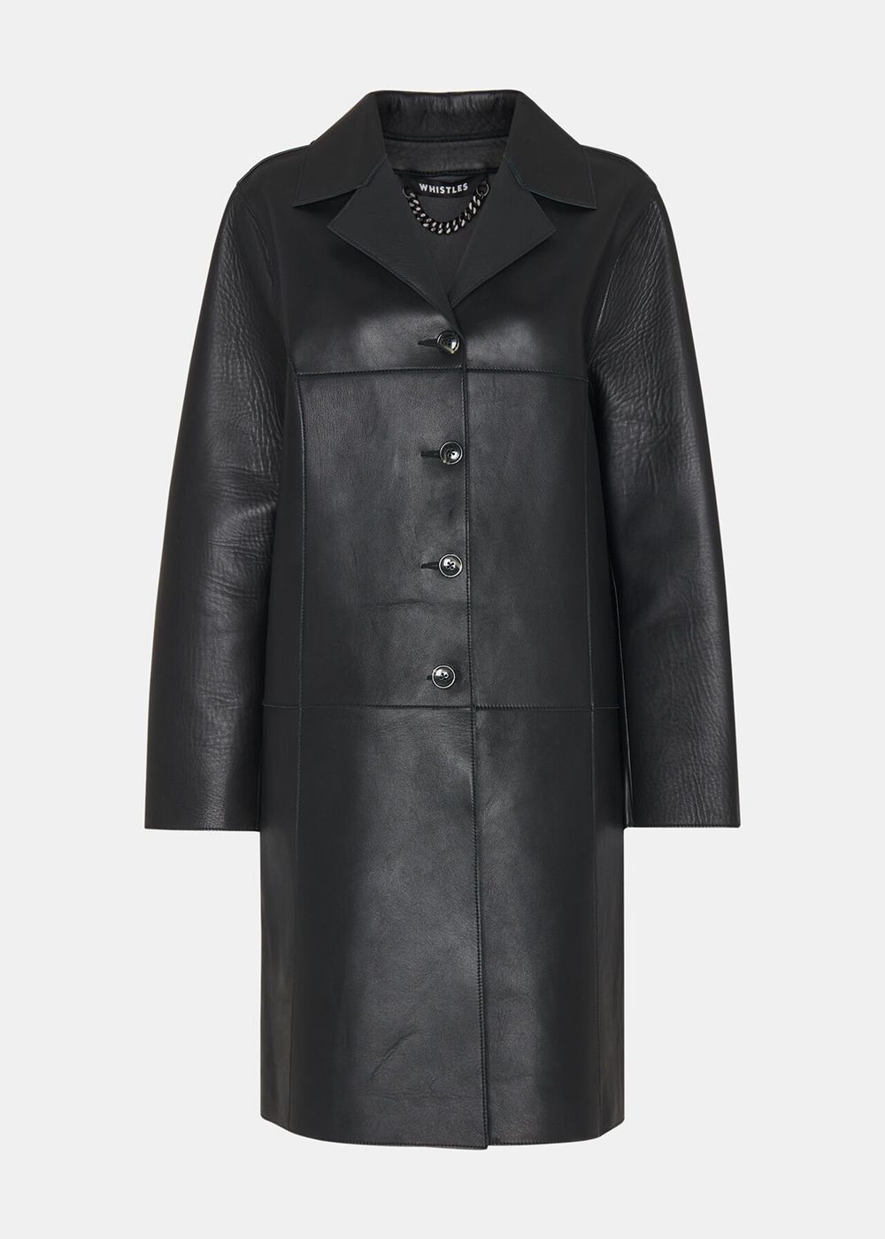 Whistles Gemma Bonded Leather Coat Black | US-34620DGHQ